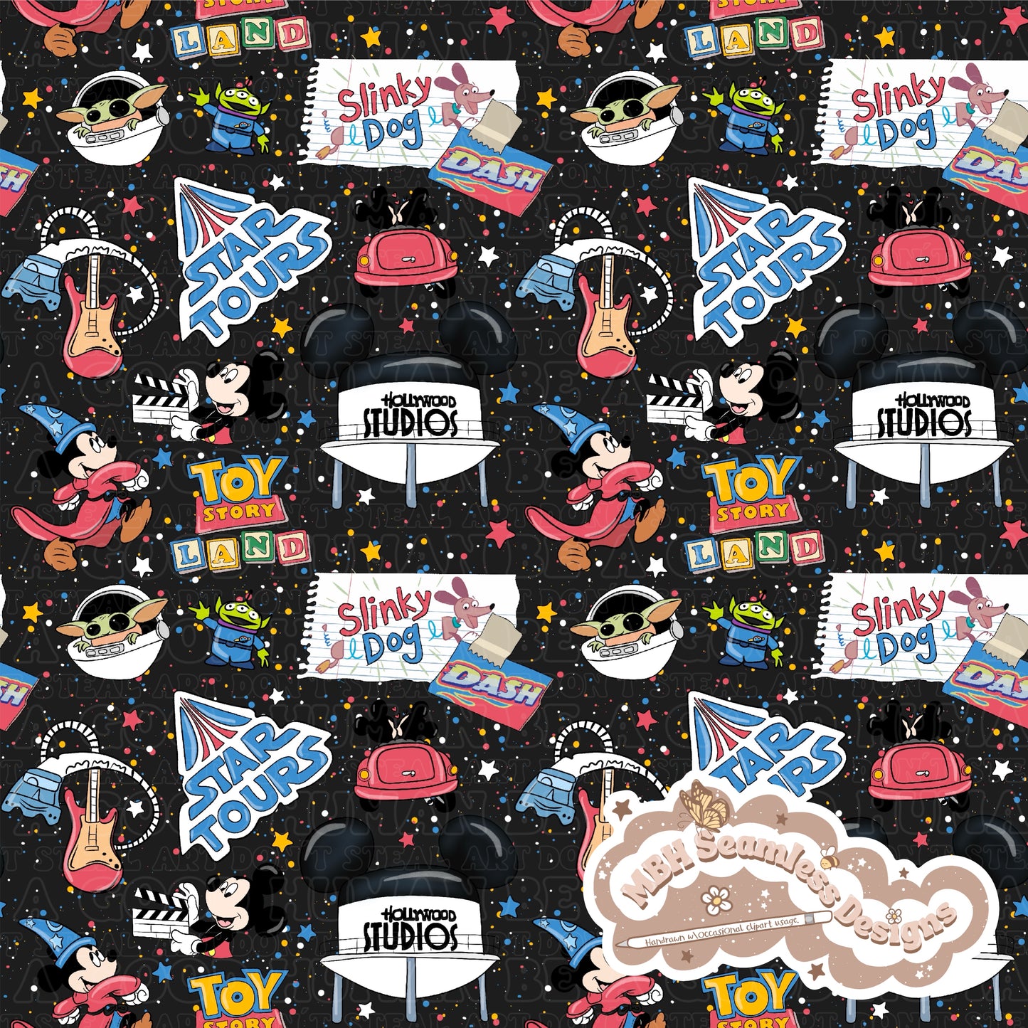 Hollywood Park Seamless Pattern & PNG MULTIPLE COLORWAYS