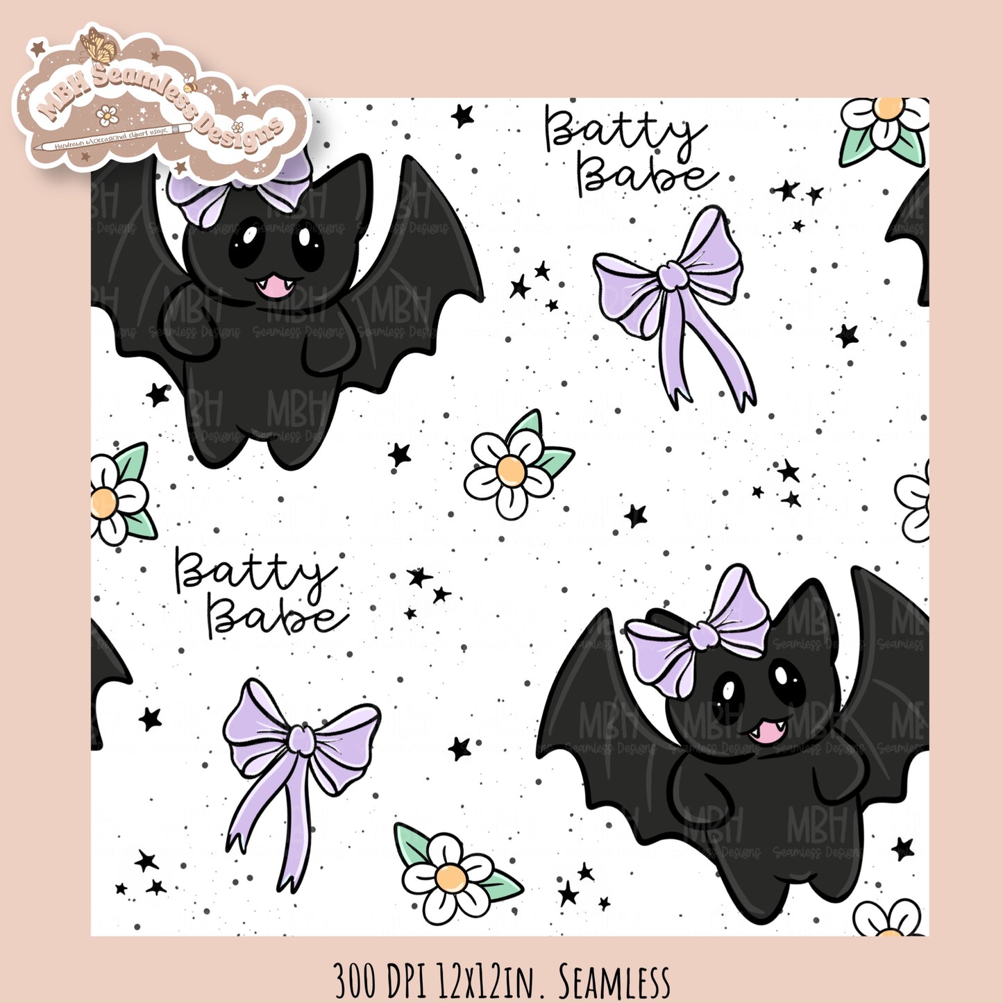 Coquette Bats • Hextober 25 // Seamless Pattern // Multiple Colorway Options