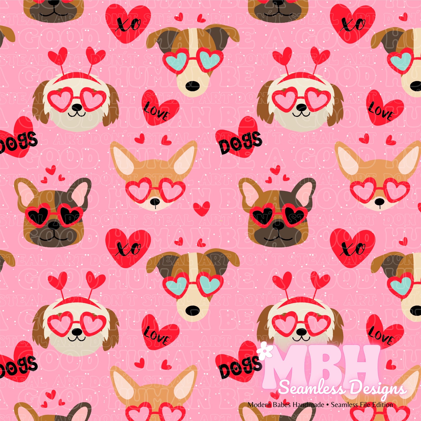 Dog Love Seamless Pattern & PNG