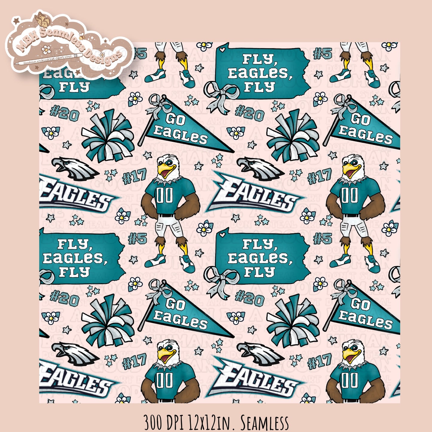 Eagles x Daisies Football Seamless Pattern // Assorted Colorways