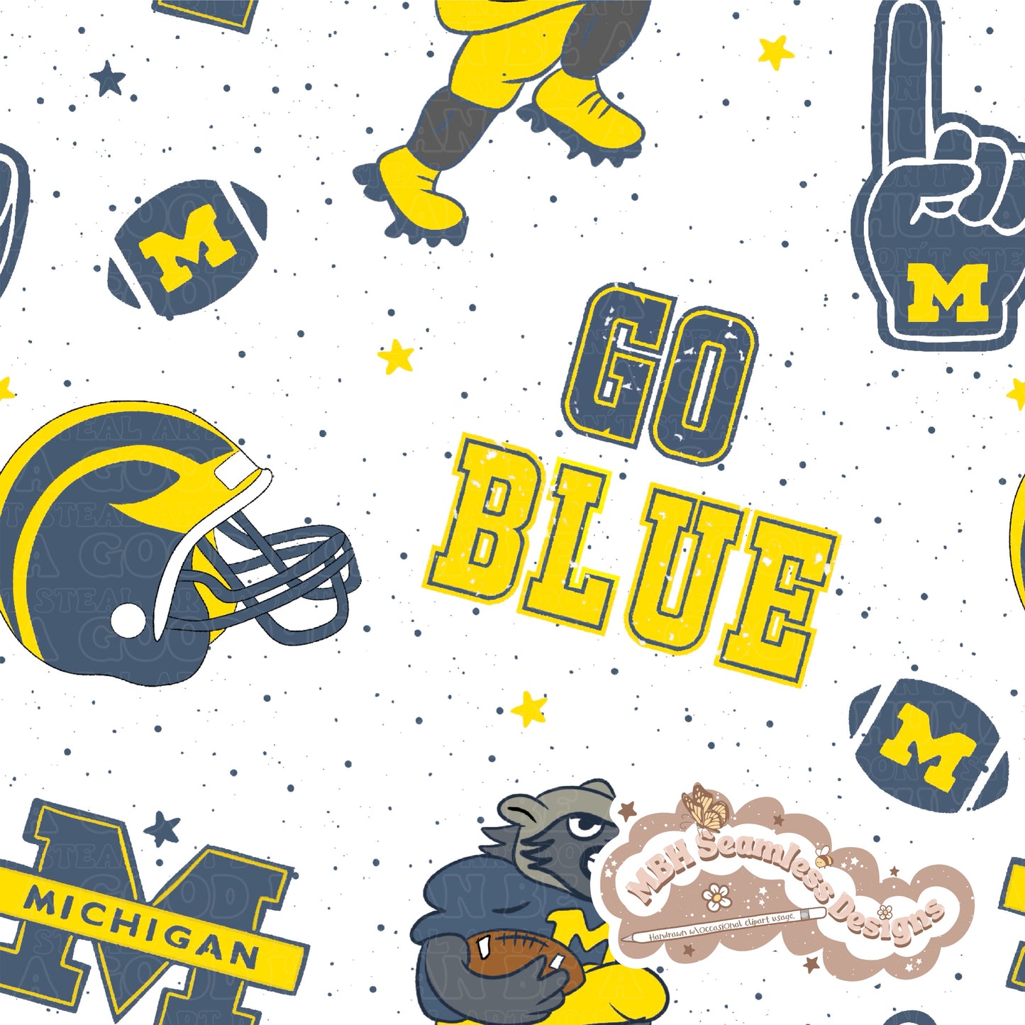 Michigan Wolverines Football Seamless Pattern