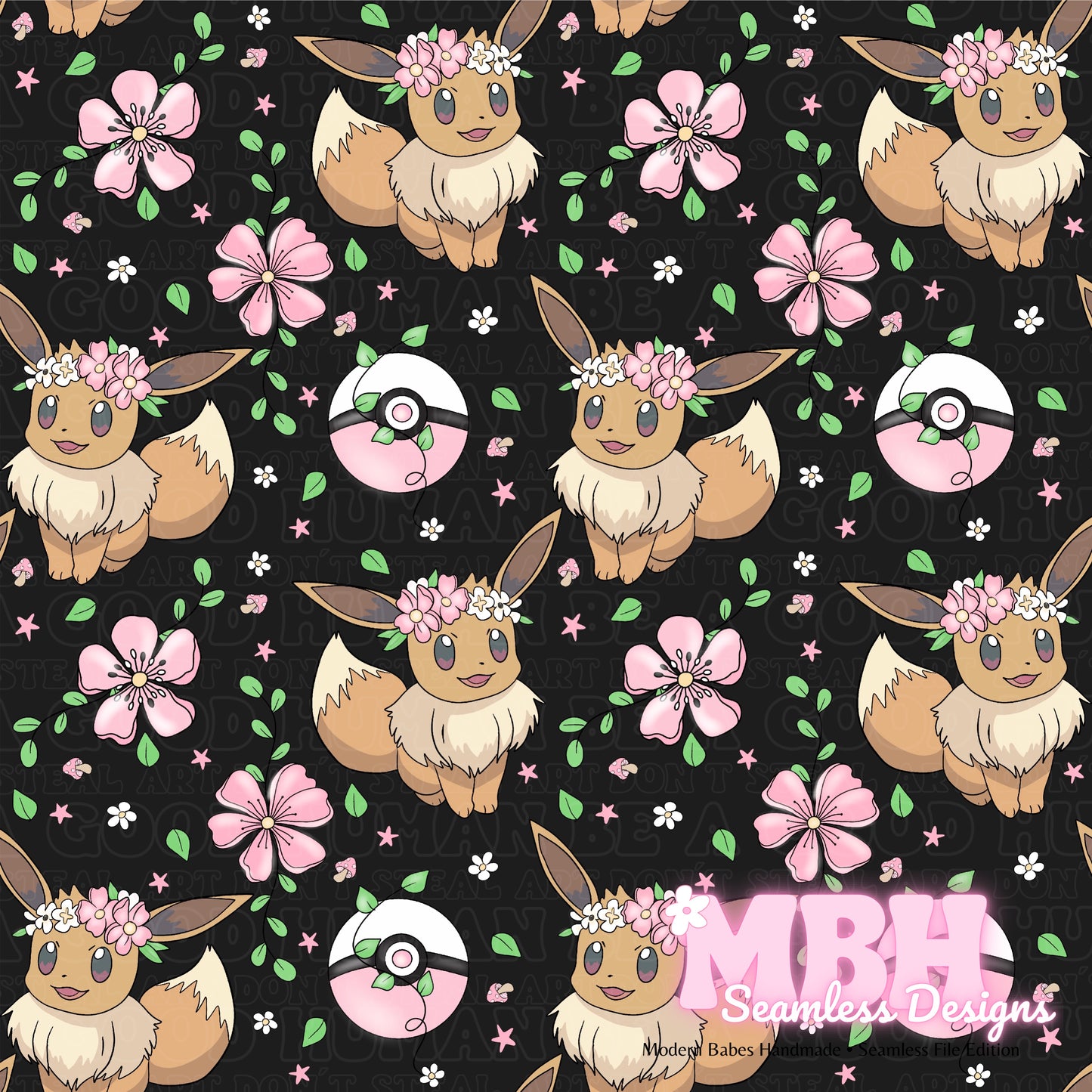 LIMITED Eevee Floral Seamless Pattern