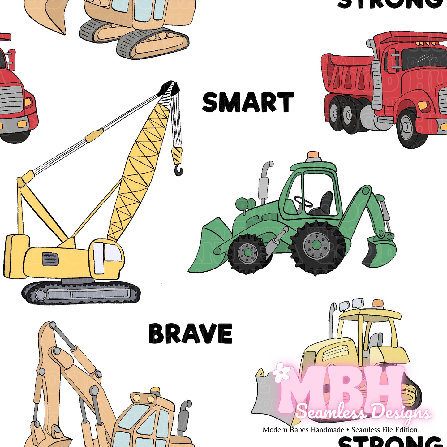 Construction Vehicles Seamless Pattern