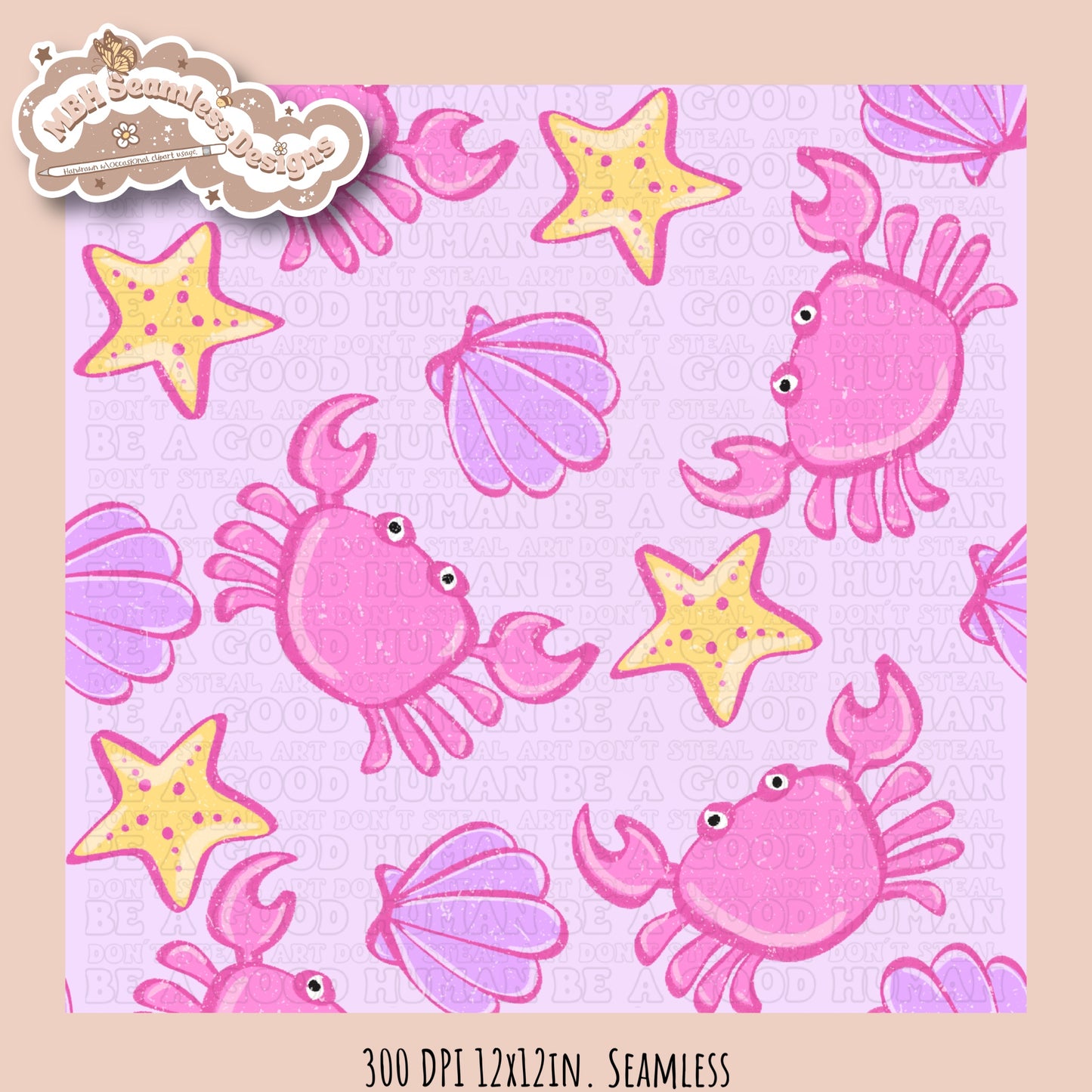 Girly Crabs Seamless Pattern & PNG•Multiple Colorway Options