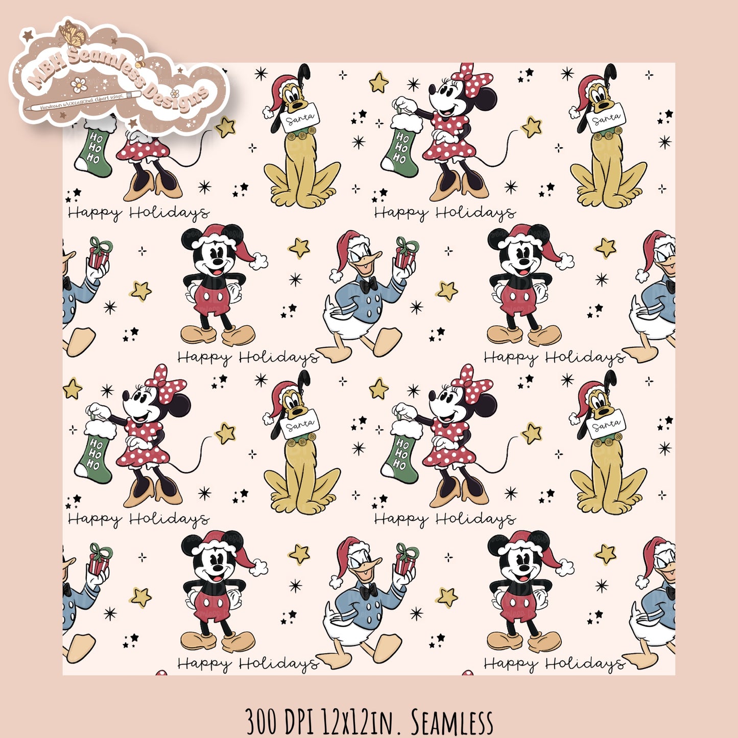 Christmas Mouse & Friends  Seamless Pattern // PNG //MULTIPLE COLORWAYS