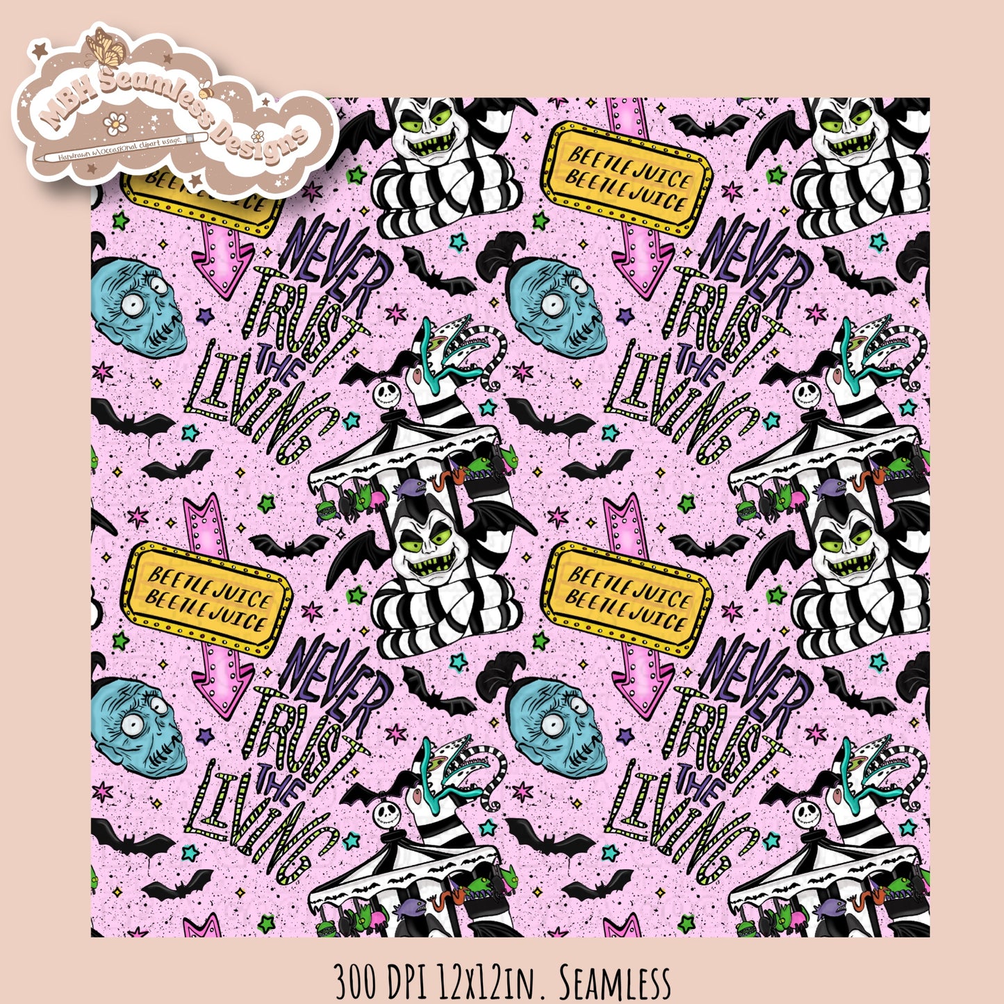 Never Trust The Living Seamless Pattern // PNG // Multiple Colorway Options