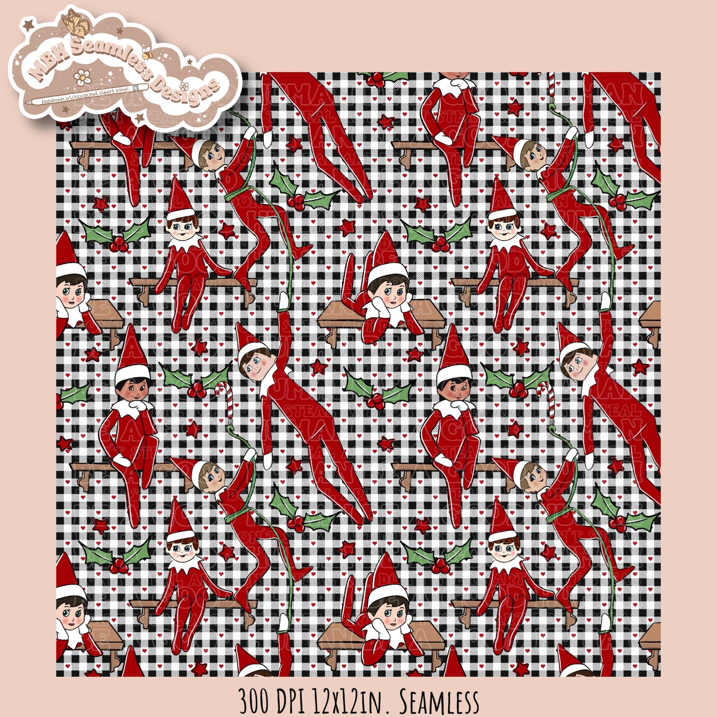 Elves on Shelves Seamless Pattern MULTIPLE COLORWAYS