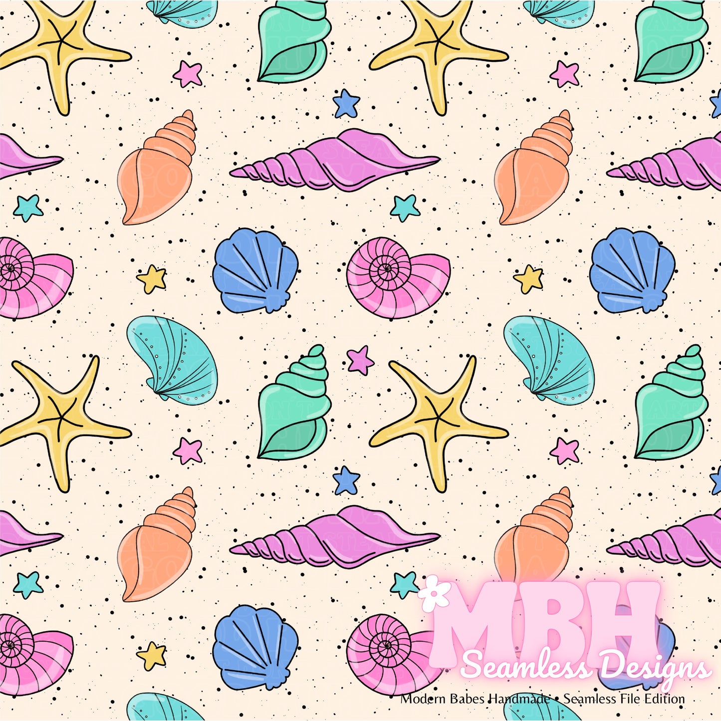 Seashells Spex Seamless Pattetn MULTIPLE COLORWAYS