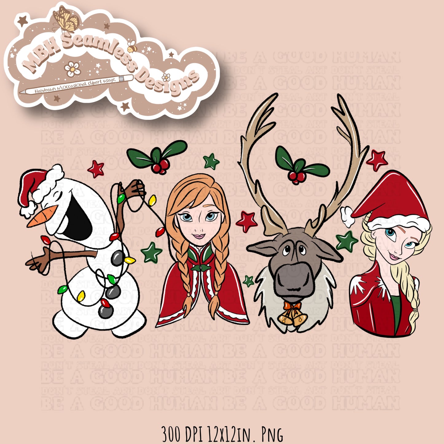 Frozen Christmas Seamless Pattern // PNG • MULTIPLE COLORWAYS
