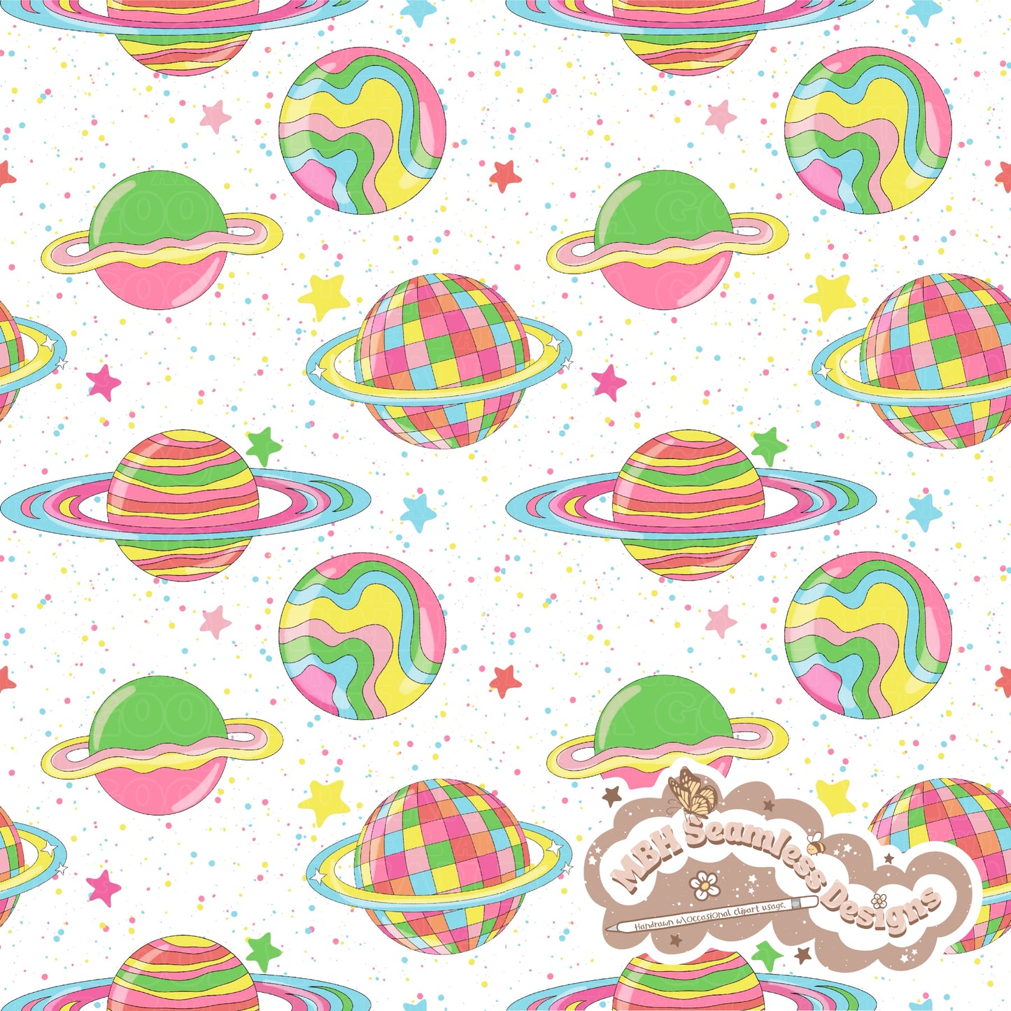 Groovy Galaxy Seamless Pattern MULTIPLE COLORWAYS