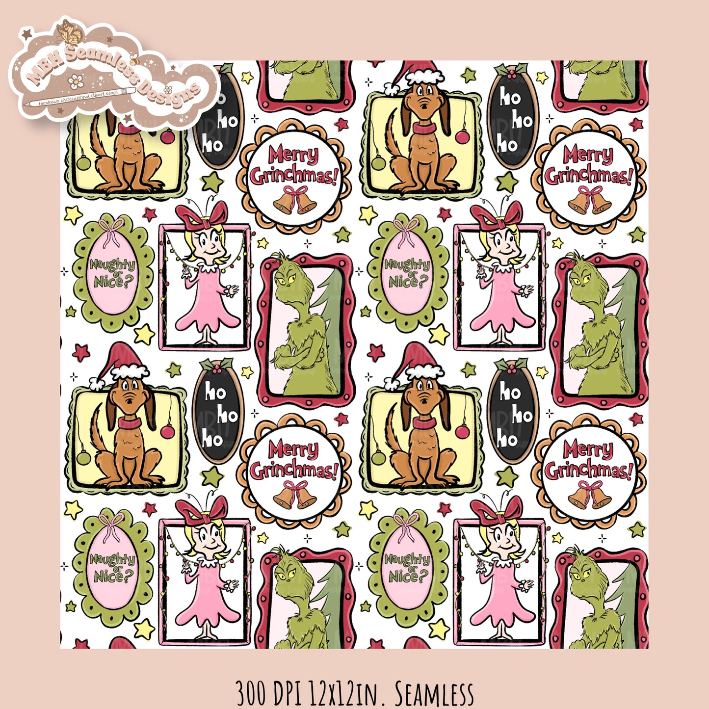 Grumpy Guy Frames Seamless Pattern // PNG // Assorted Colorways