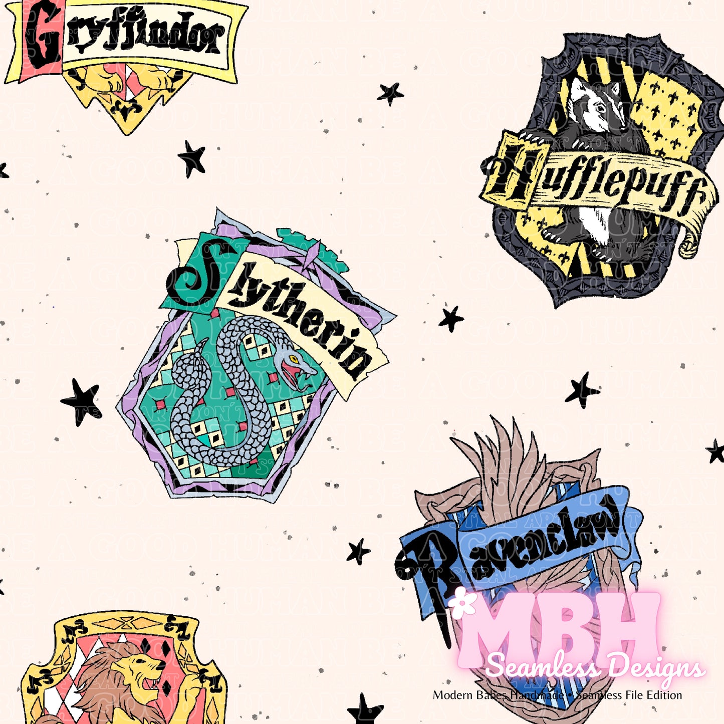 Starry HP Crests Seamless Pattern