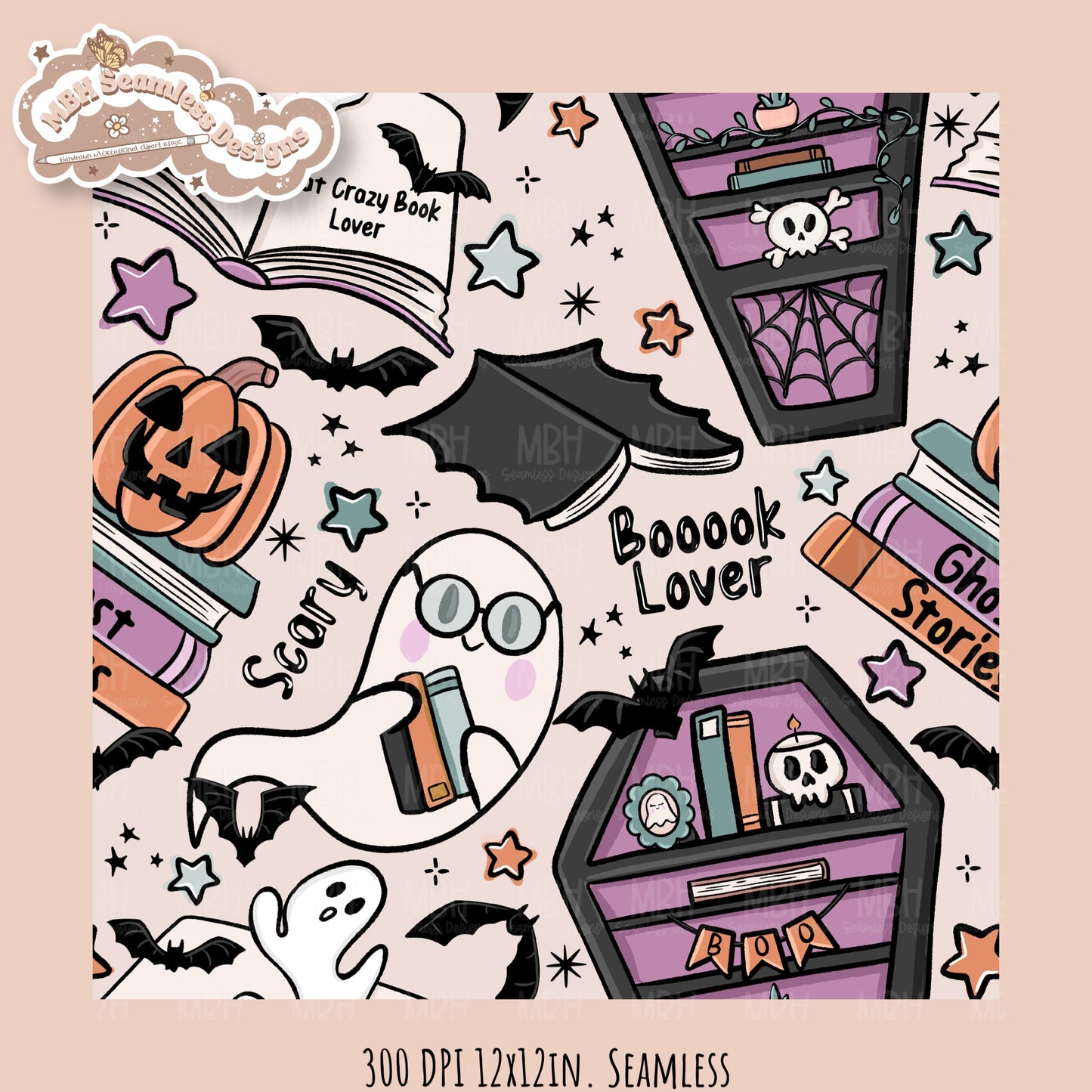 Books • Hextober 25 // Seamless Pattern // Assorted Colorway Options
