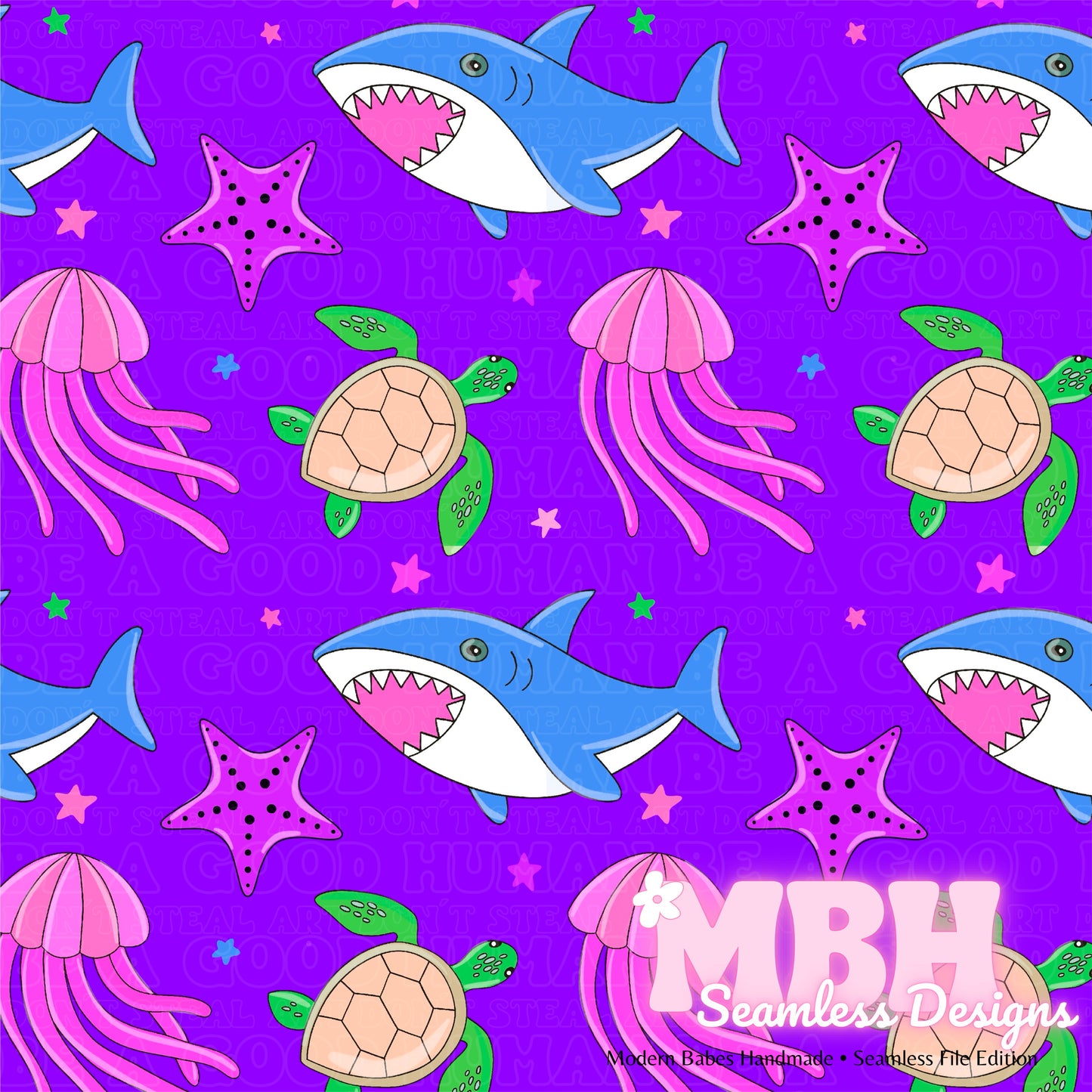 Ocean Life SAFE SWIM Seamless Pattern MULTIPLE COLORWAYS
