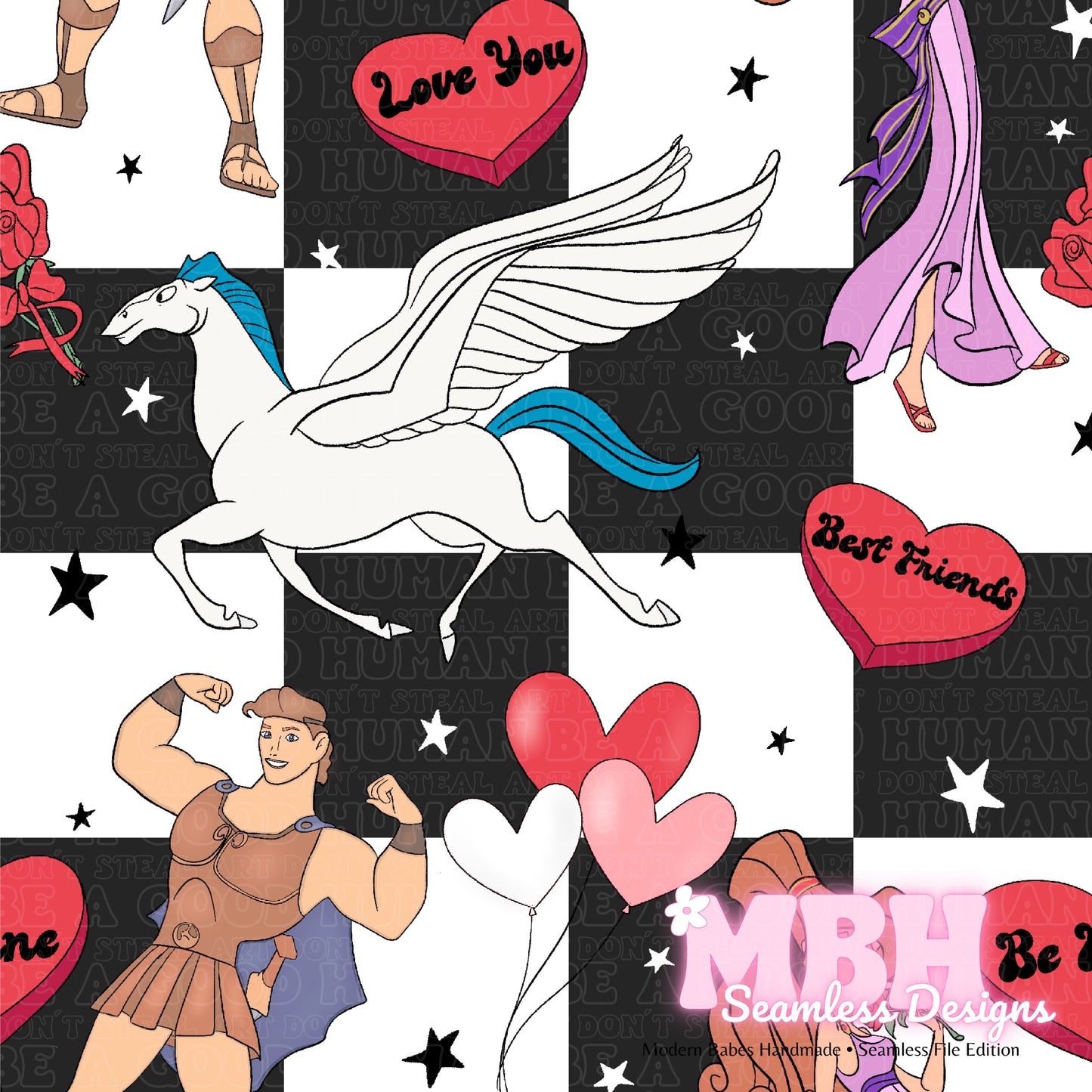 Hercules Valentine Assorted Colorways Seamless Pattern