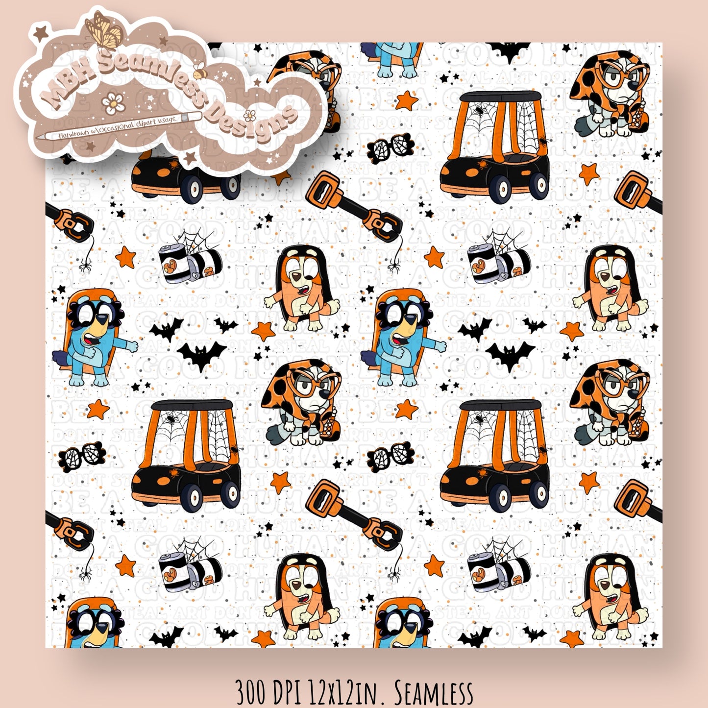 Speckled Spooky Grannies Seamless Pattern & PNG Multiple Colorways