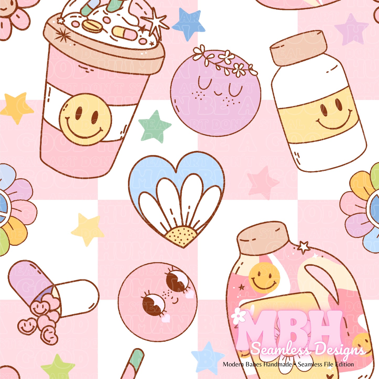 Groovy Self Love Assorted Colorways Seamless Pattern
