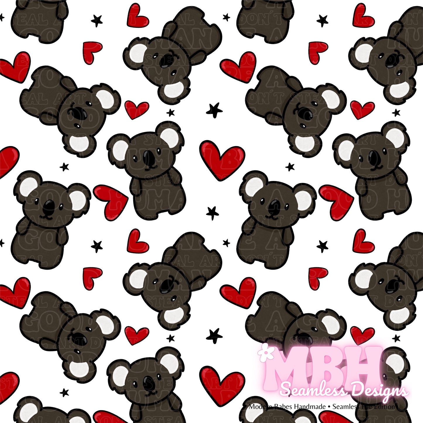 Koala Bear Hearts Seamless Patterns