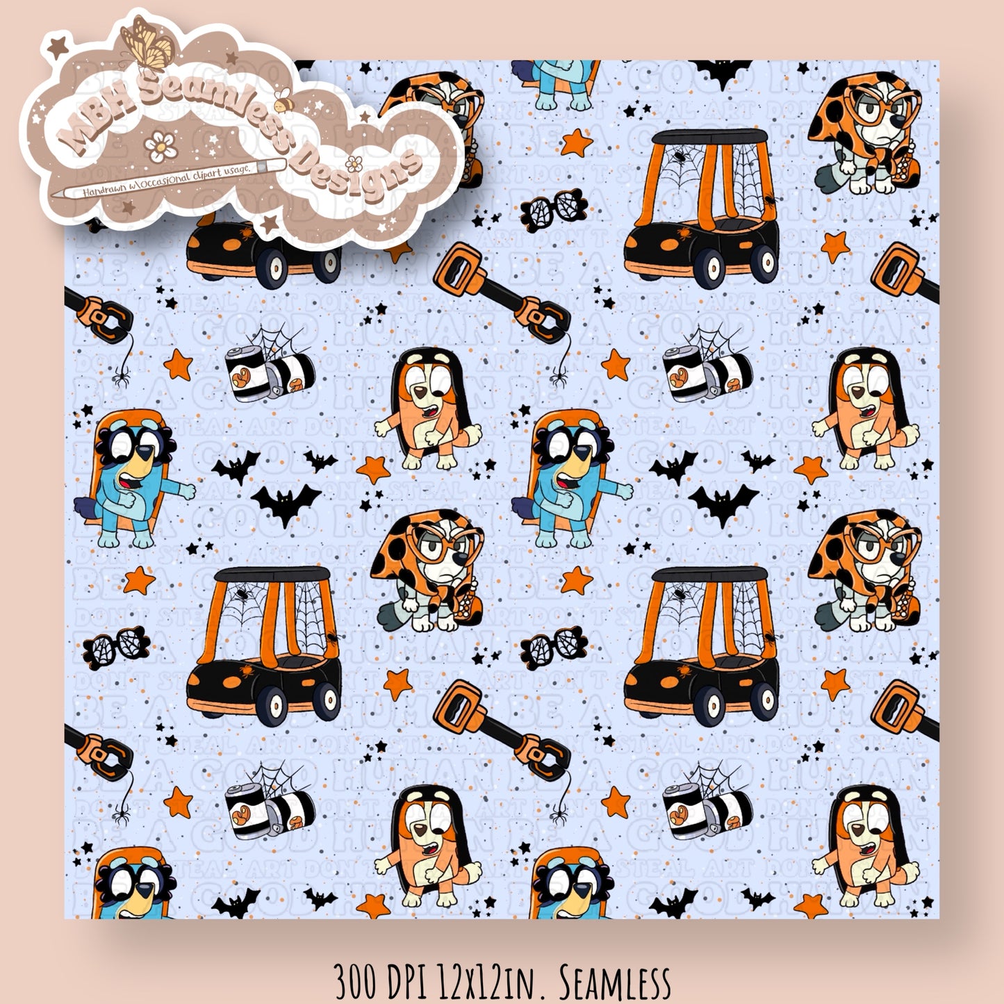 Speckled Spooky Grannies Seamless Pattern & PNG Multiple Colorways