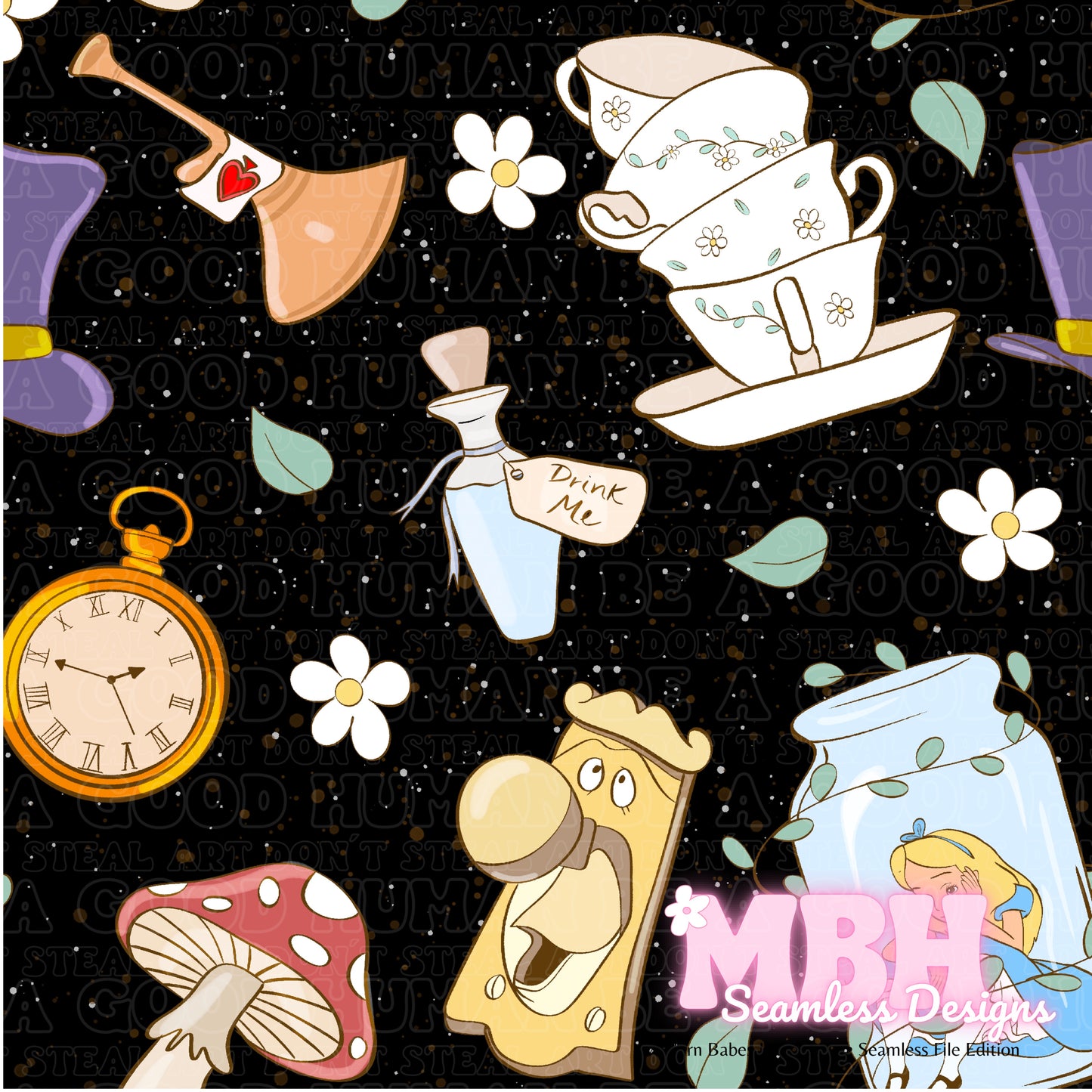 Alice In Jar Assorted Colorways Seamless Pattern