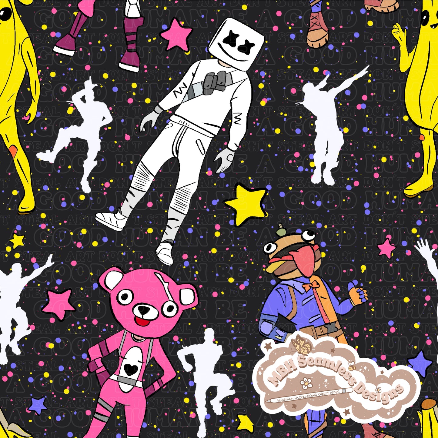 Fortnite Dance Moves Seamless Pattern MULTIPLE COLORWAYS