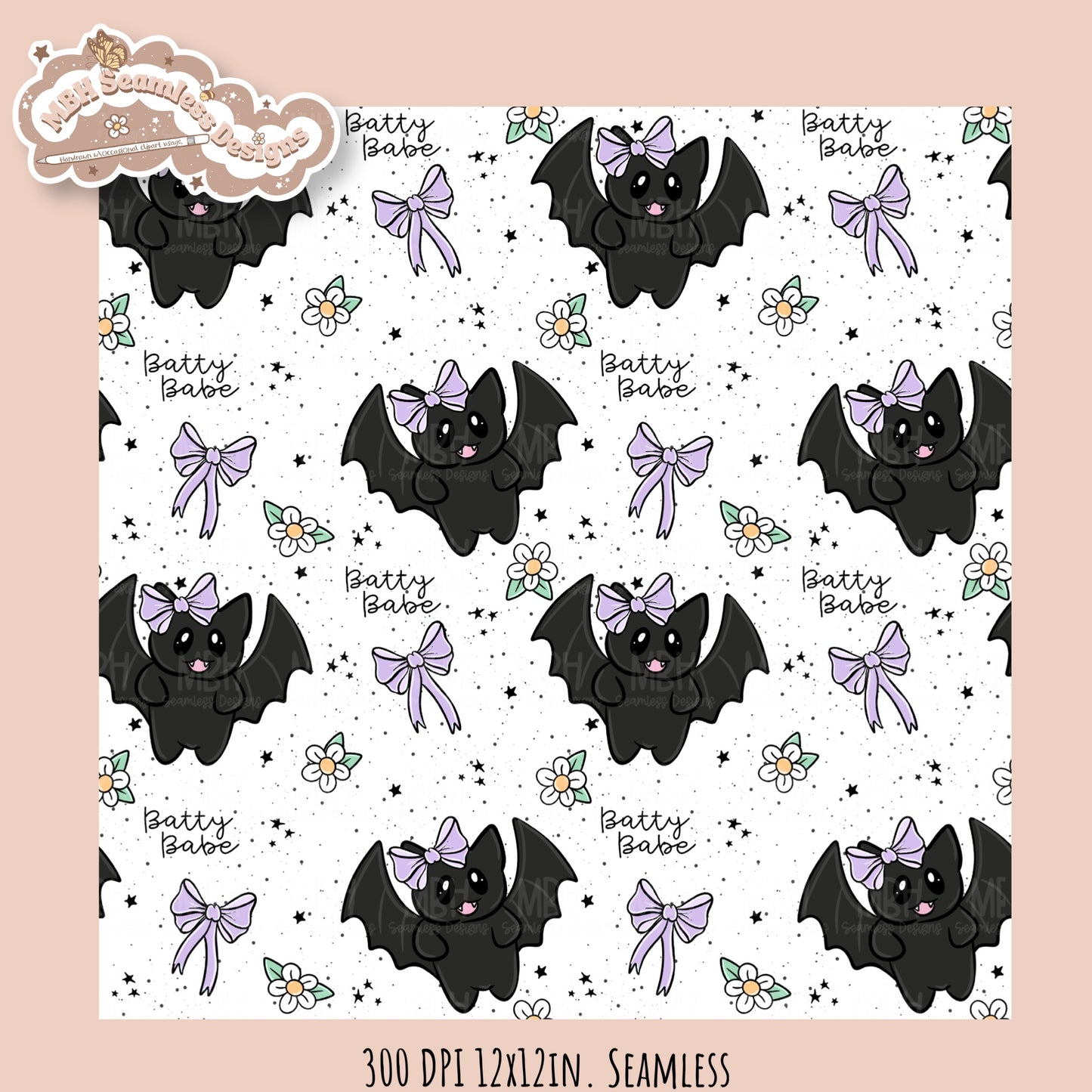 Coquette Bats • Hextober 25 // Seamless Pattern // Multiple Colorway Options