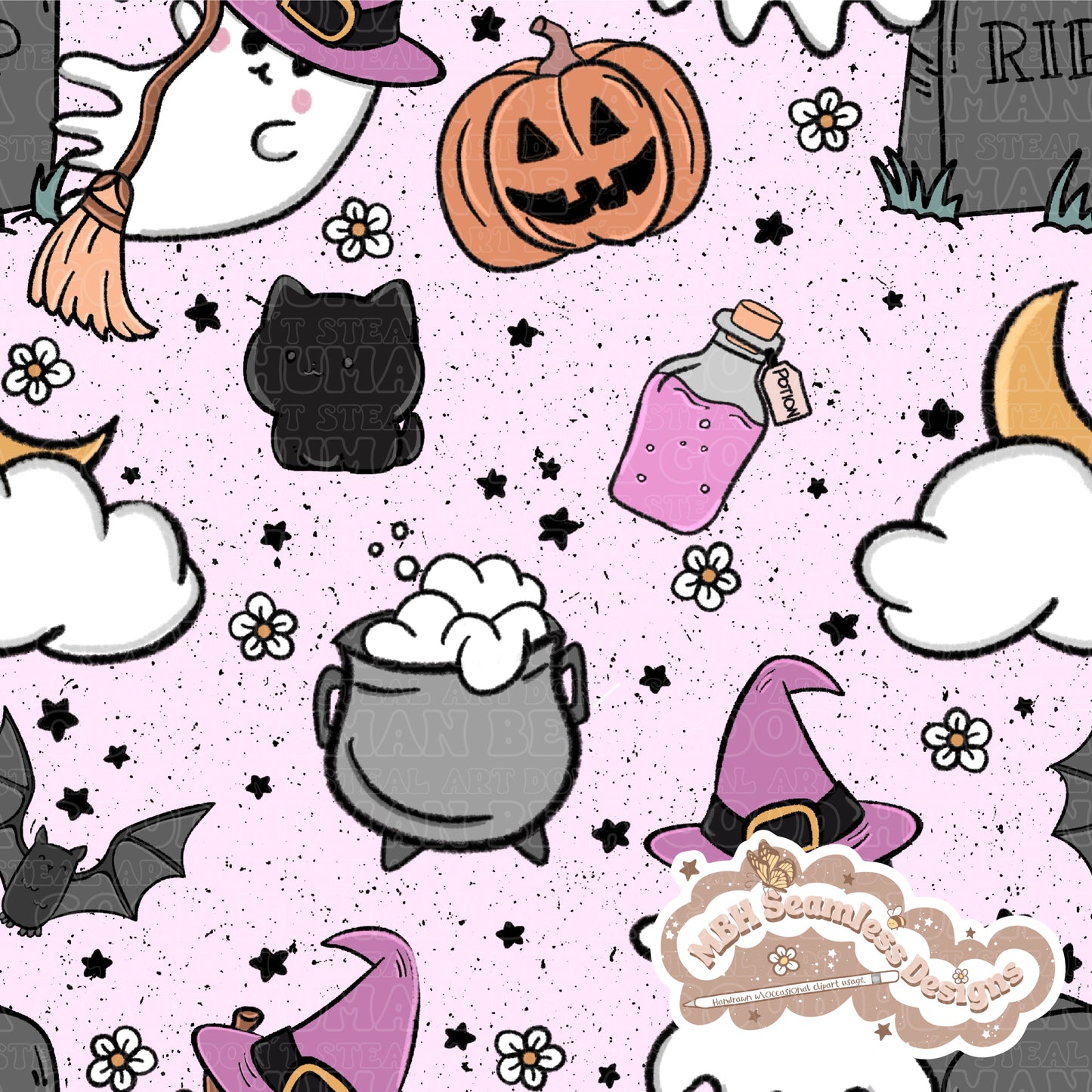 Witchy Ghouls Seamless & Plaid Coords