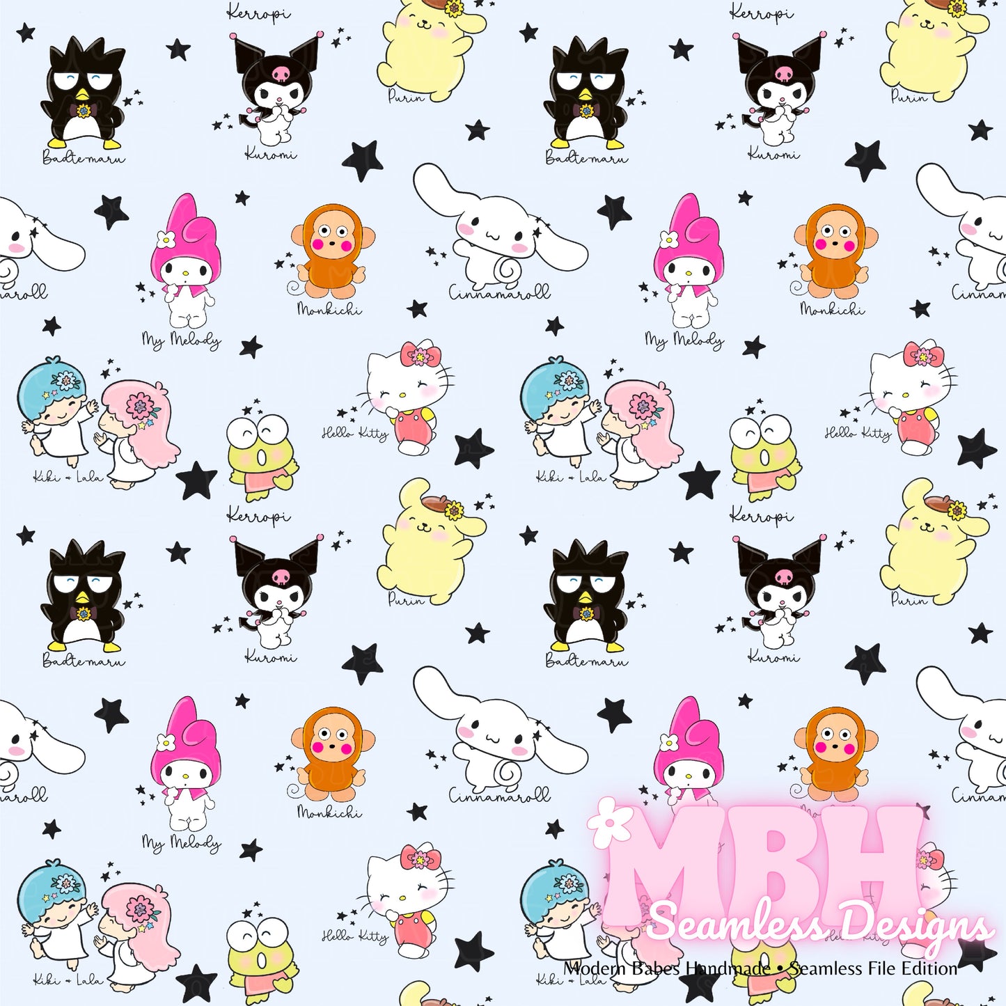 Sanrio Names Seamless Pattern MULTIPLE COLORWAYS