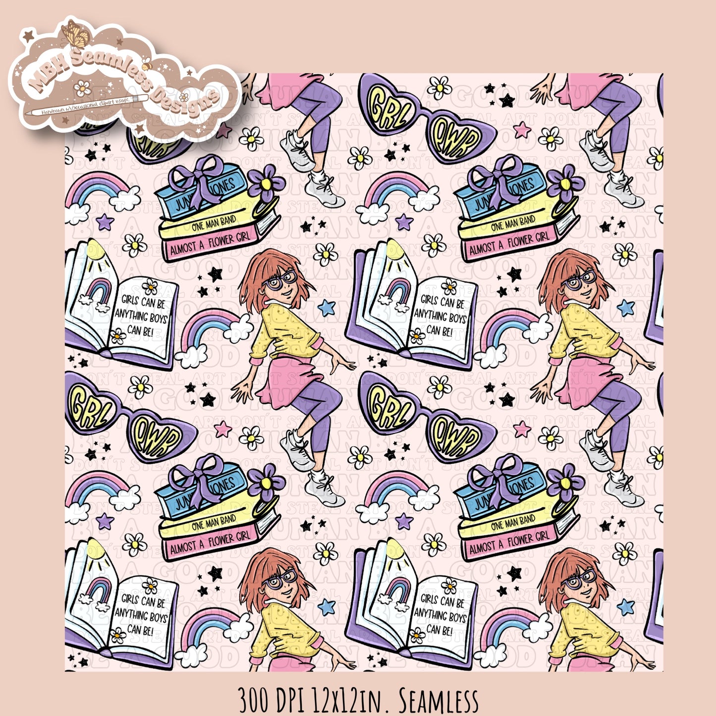 Junie B Seamless Pattern // PNG //Multiple Colorway Options