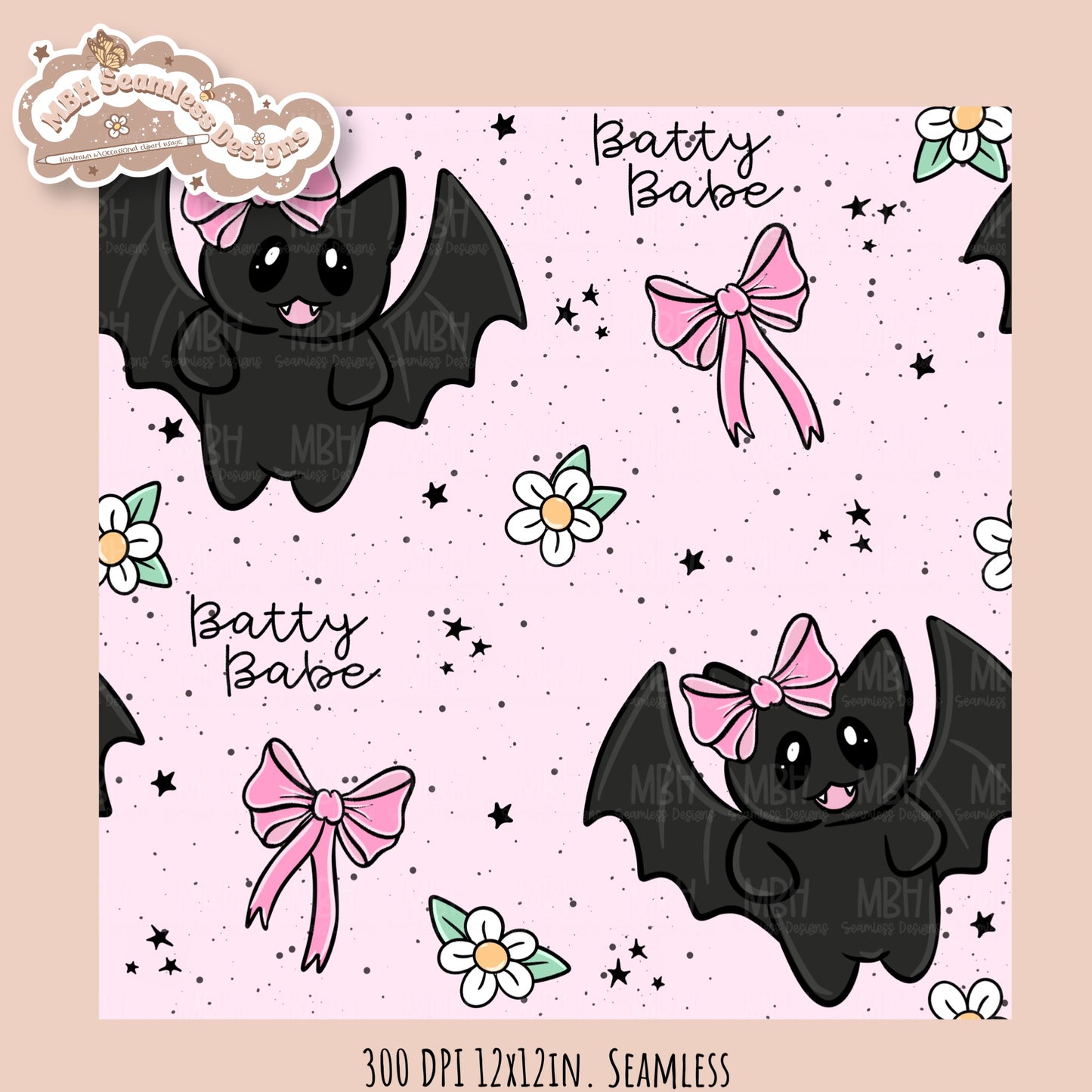Coquette Bats • Hextober 25 // Seamless Pattern // Multiple Colorway Options