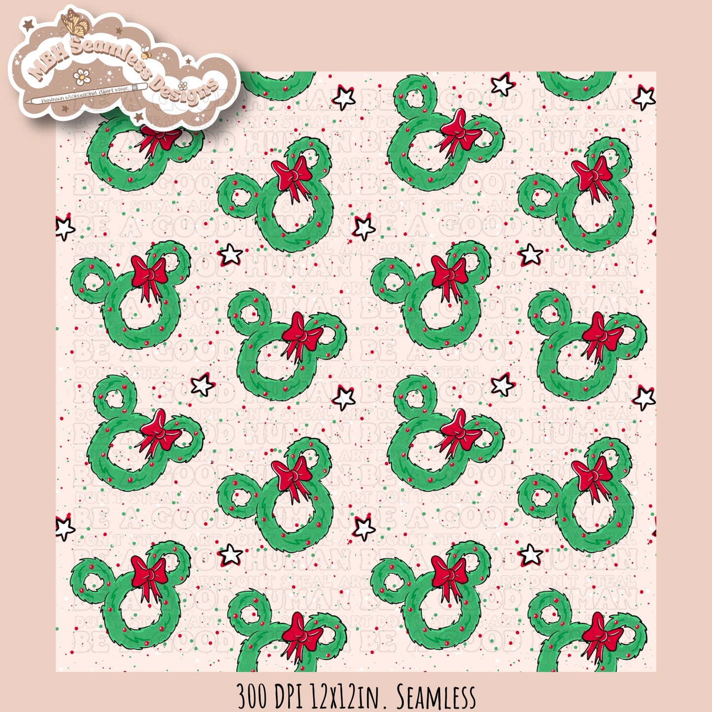 Mouse Wreath Seamless Pattern MULTIPLE COLORWAYS