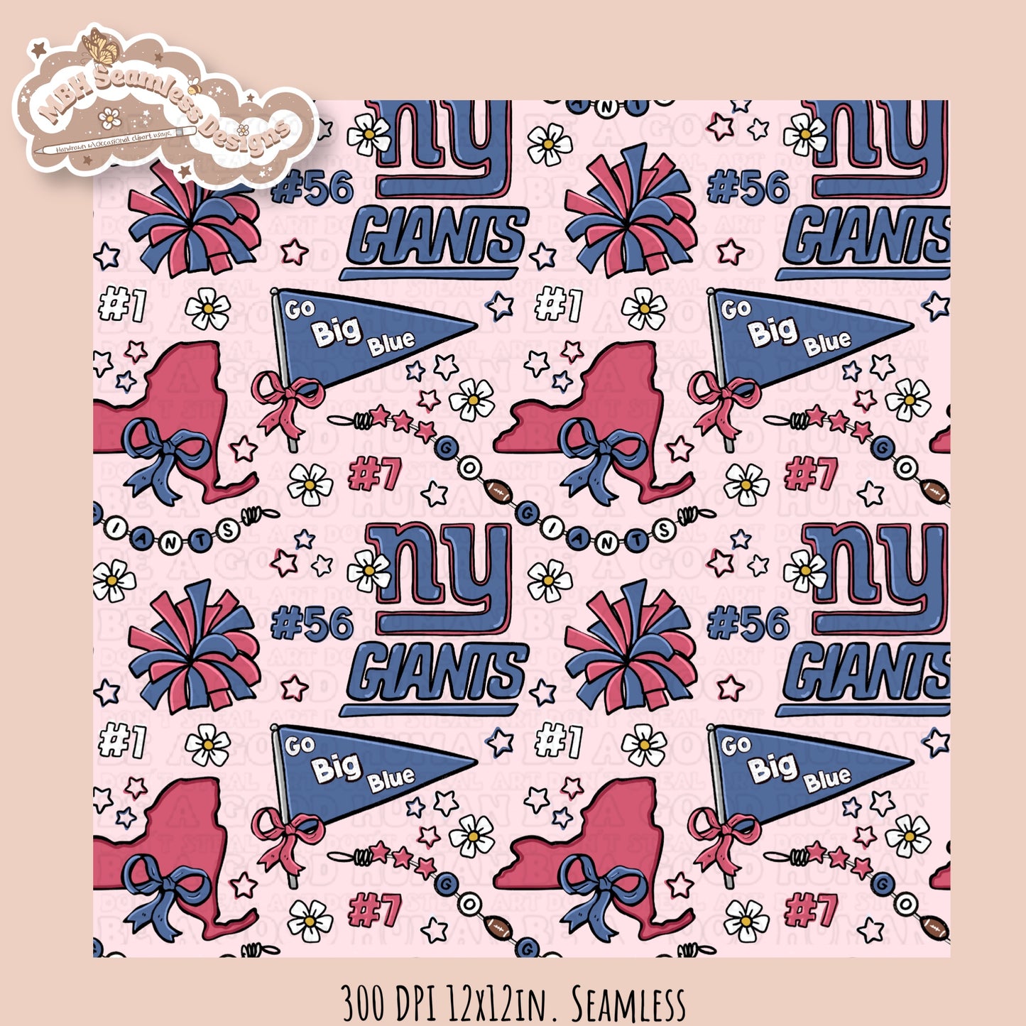 Giants x Daisies Football Seamless Pattern // Assorted Colorways