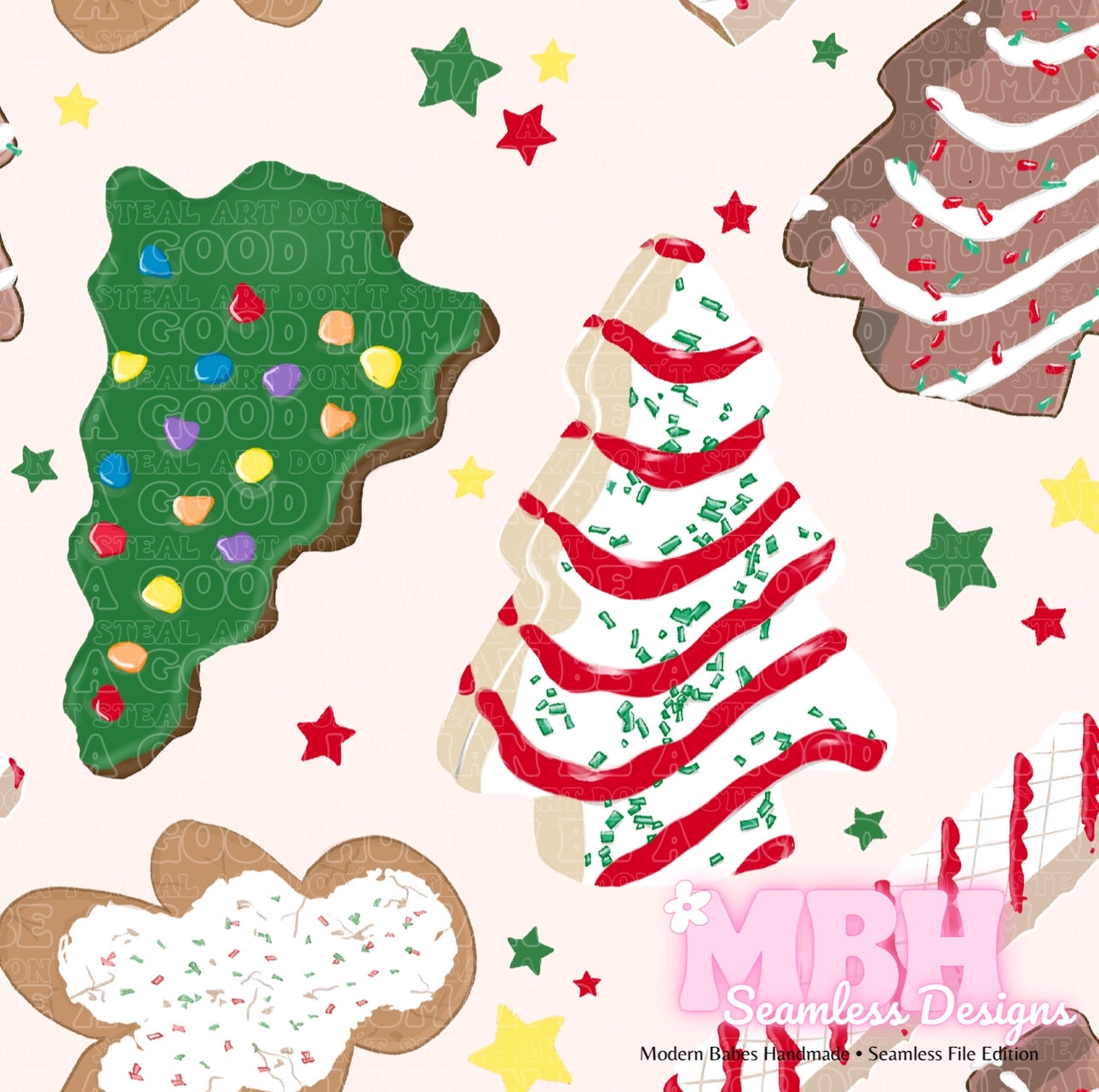 Starry Holiday Snacks Seamless Pattern