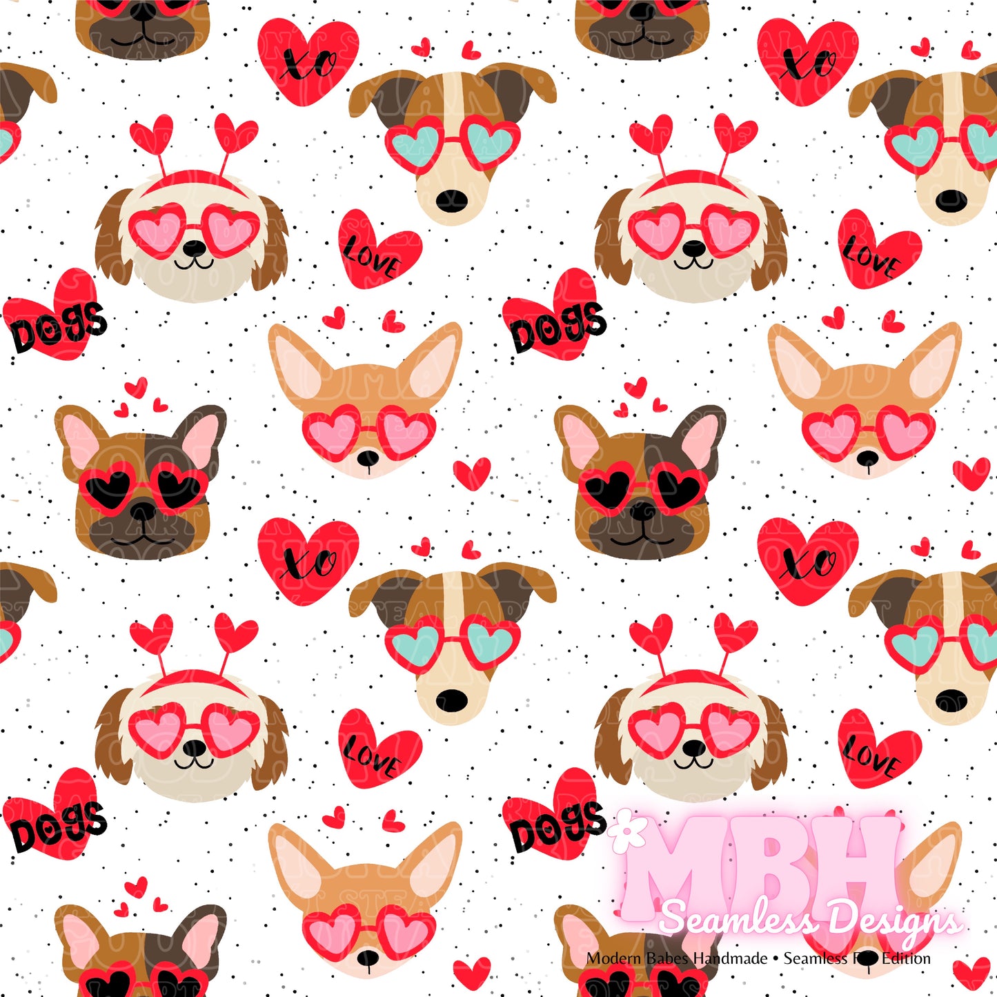 Dog Love Seamless Pattern & PNG