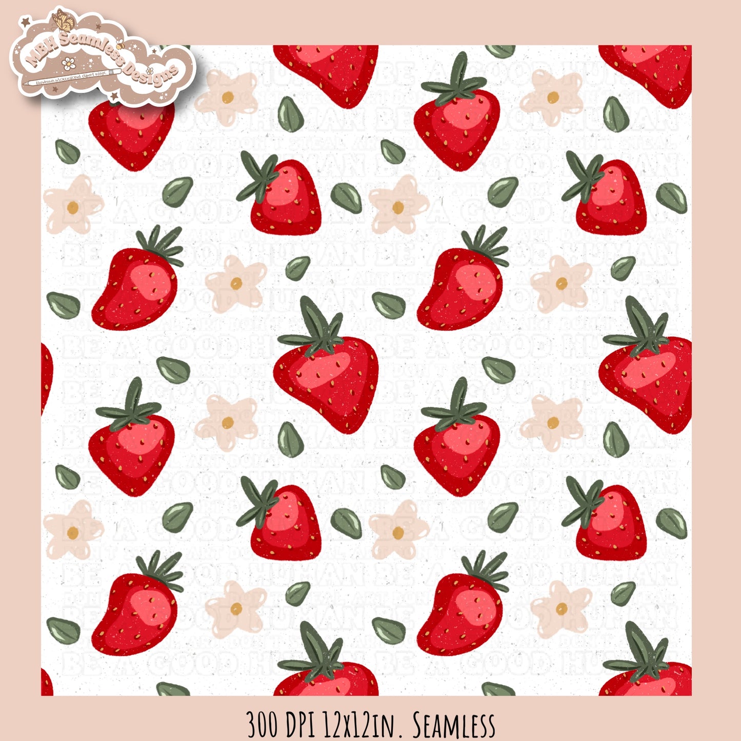 Strawberry Floral Seamless Pattern MULTIPLE COLORWAYS