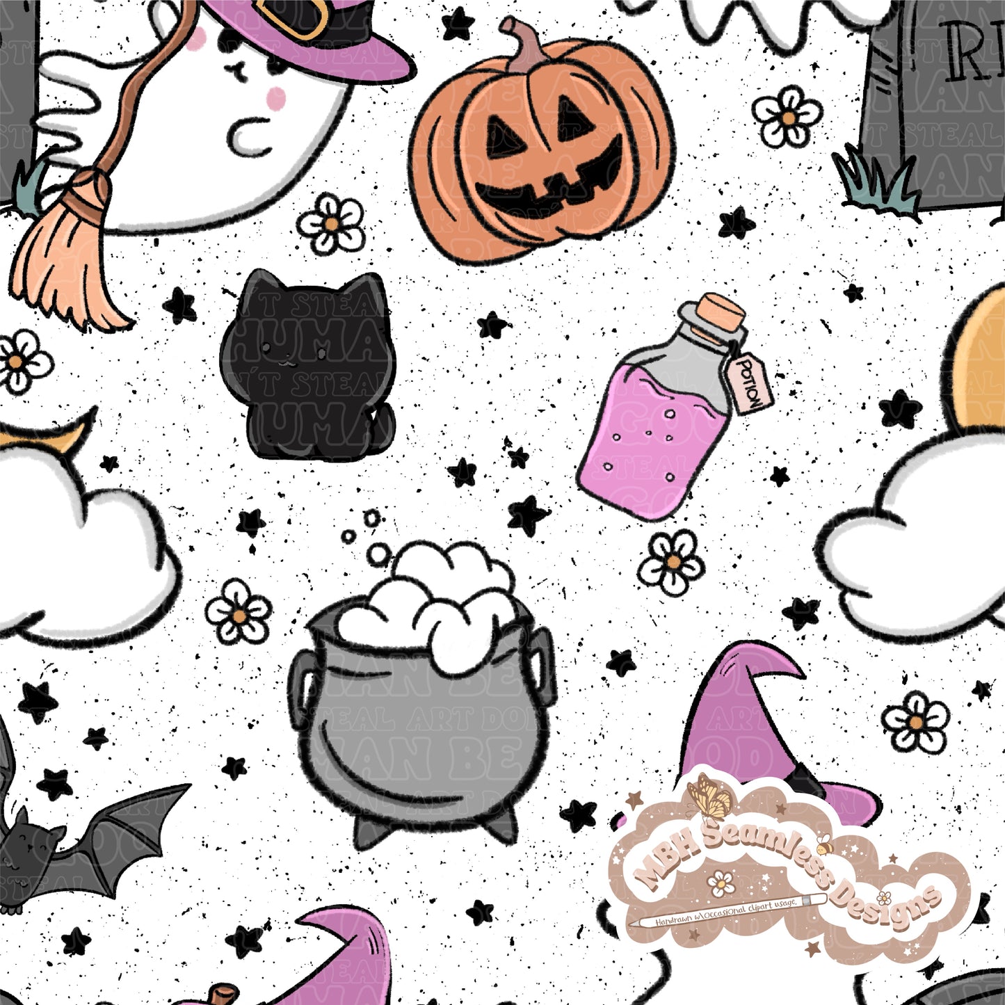 Witchy Ghouls Seamless & Plaid Coords