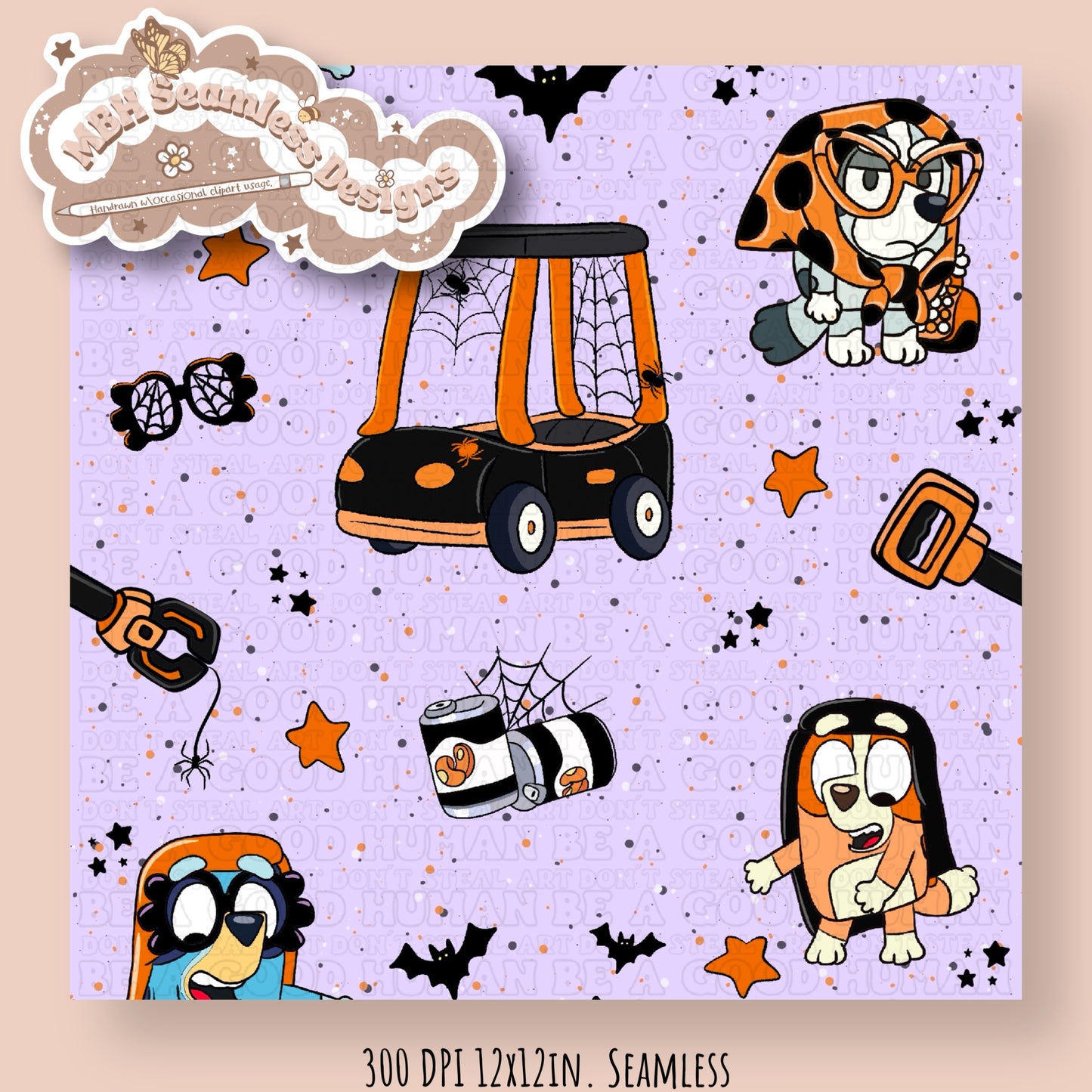 Speckled Spooky Grannies Seamless Pattern & PNG Multiple Colorways