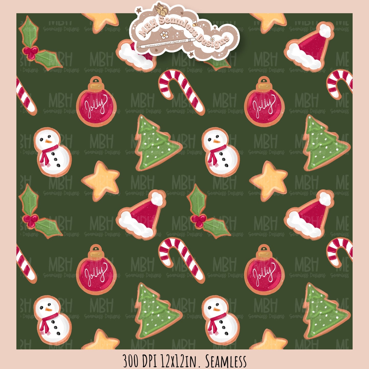 Christmas Cookies Seamless Pattern // Assorted Colorway Options