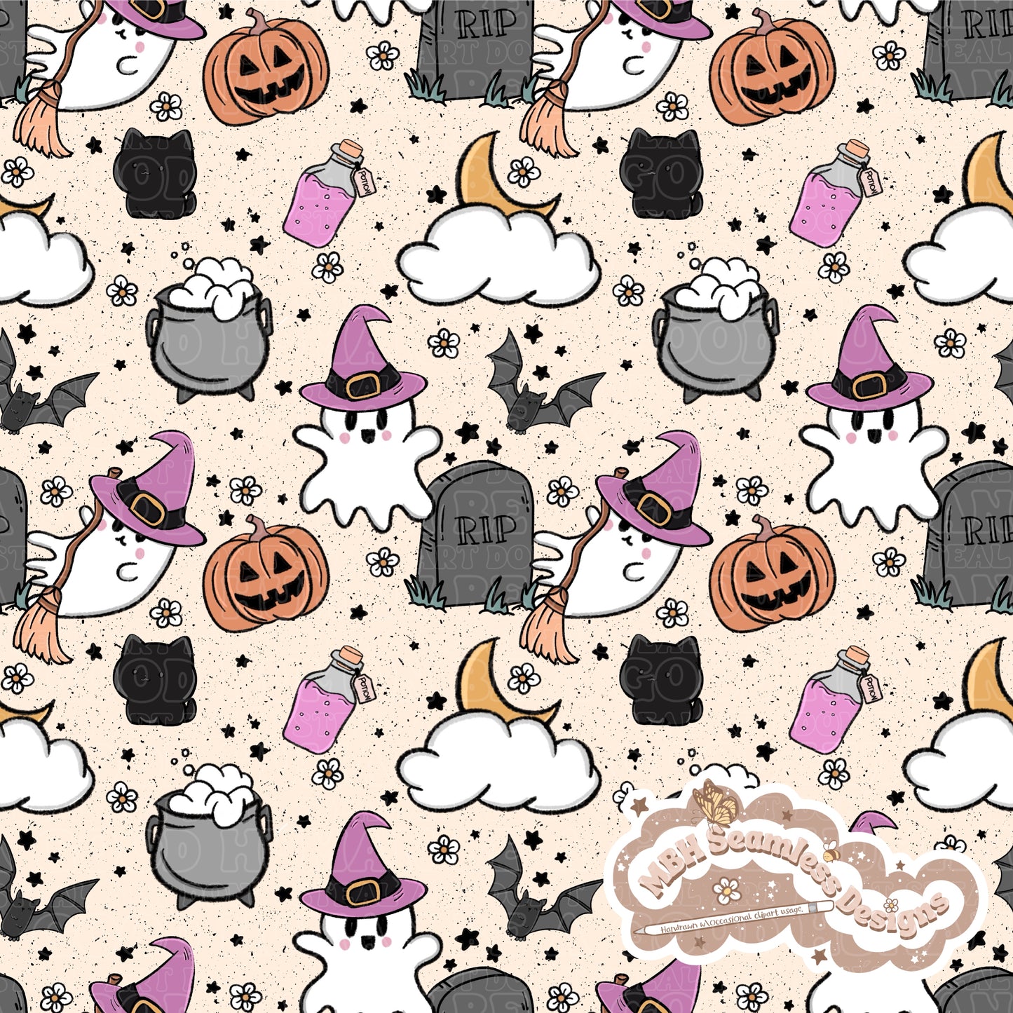 Witchy Ghouls Seamless & Plaid Coords