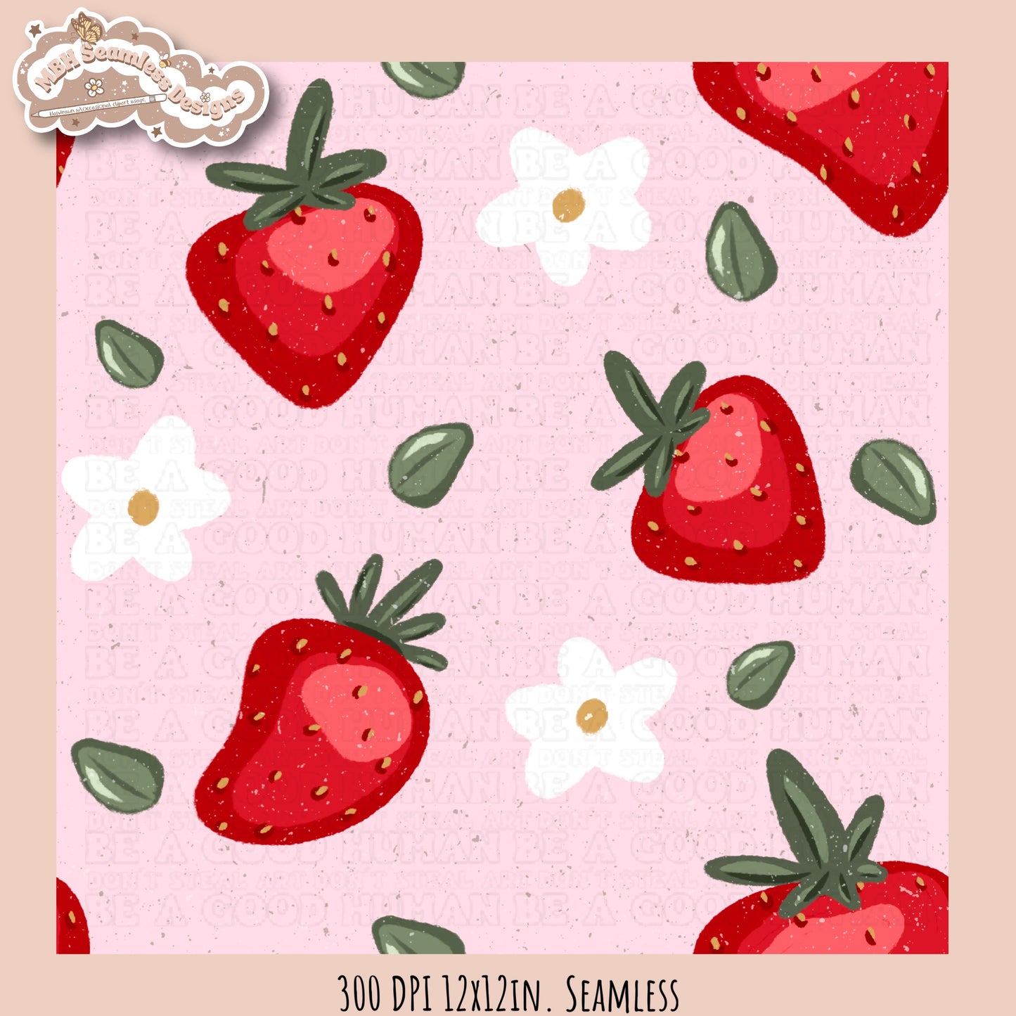 Strawberry Floral Seamless Pattern MULTIPLE COLORWAYS