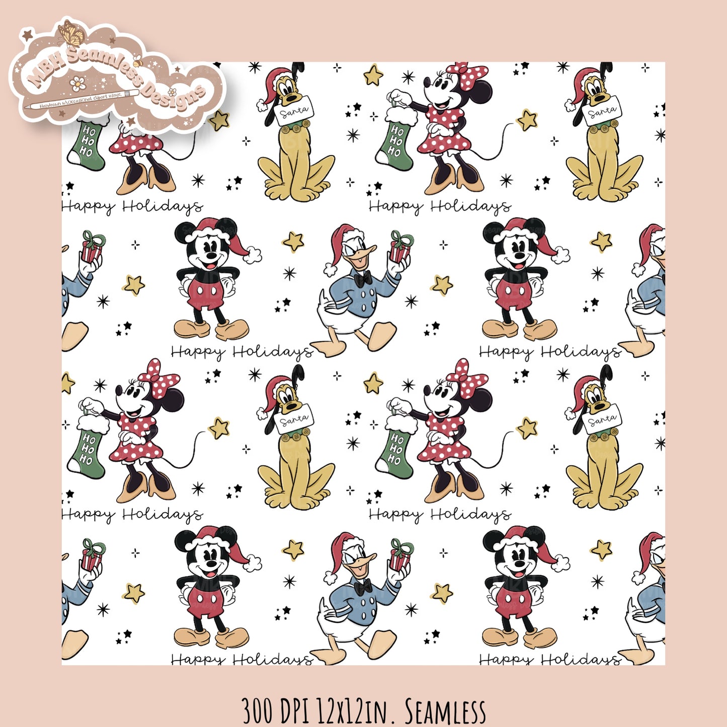 Christmas Mouse & Friends  Seamless Pattern // PNG //MULTIPLE COLORWAYS