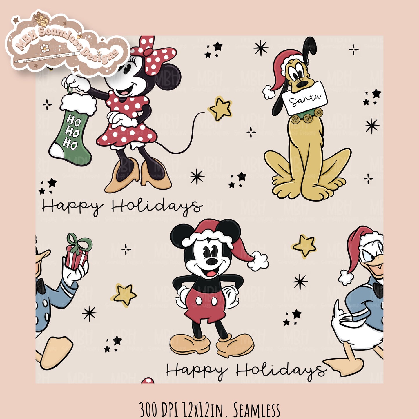 Christmas Mouse & Friends  Seamless Pattern // PNG //MULTIPLE COLORWAYS