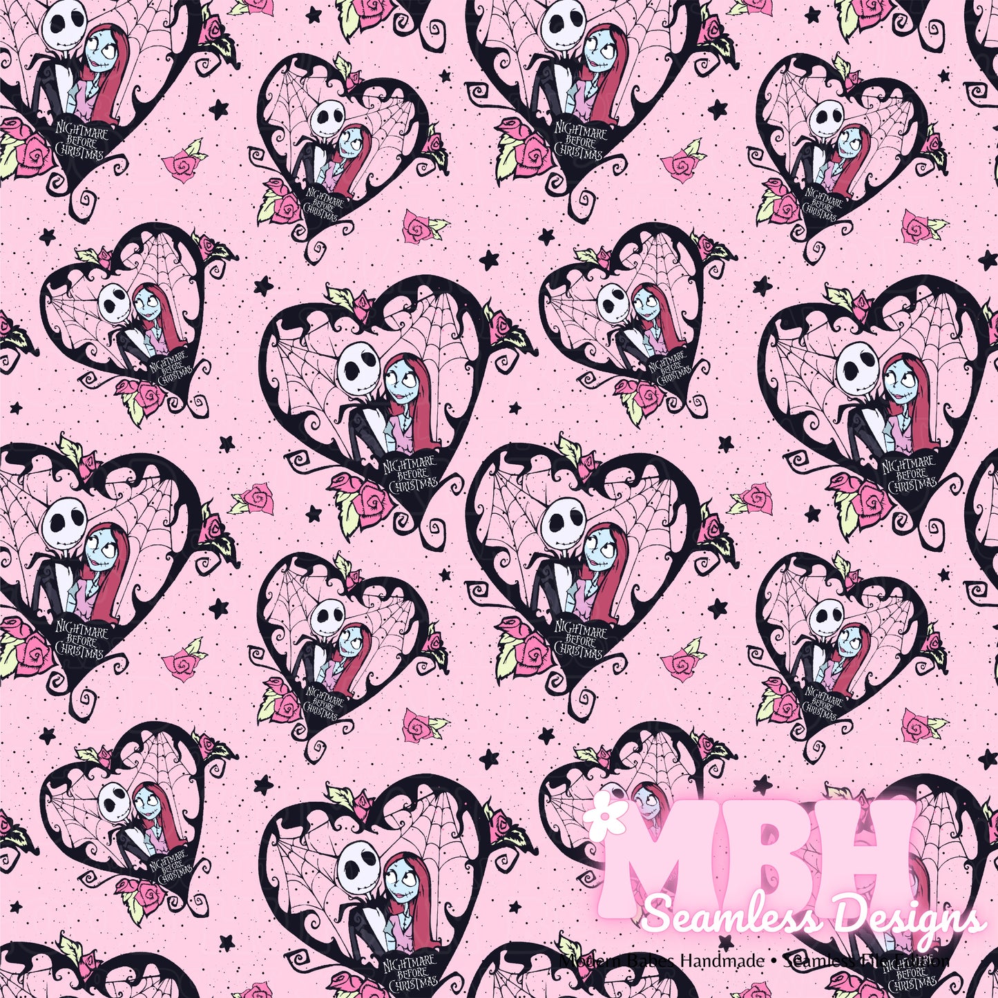 NBC Pink Rose Hearts Seamless Pattern