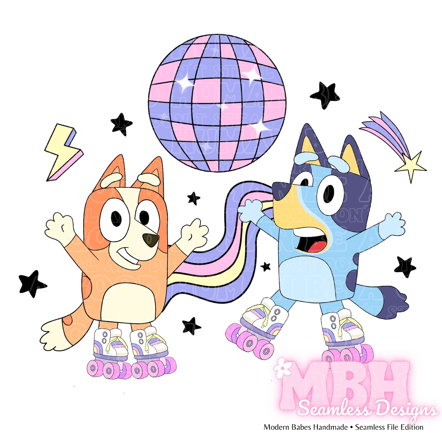 Roller Disco Heelers Seamless Pattern // PNG • MULTIPLE COLORWAYS