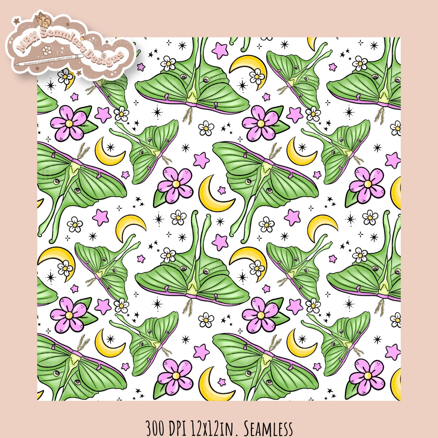 Hextober 25 • Moths Seamless Pattern // PNG // Multiple Colorway Options