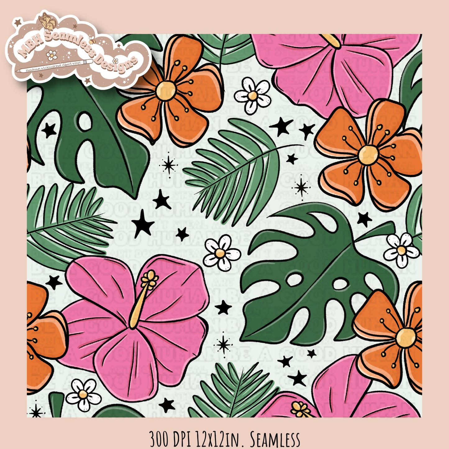 Tropical Floral Seamless Pattern • Multiple Colorway Options