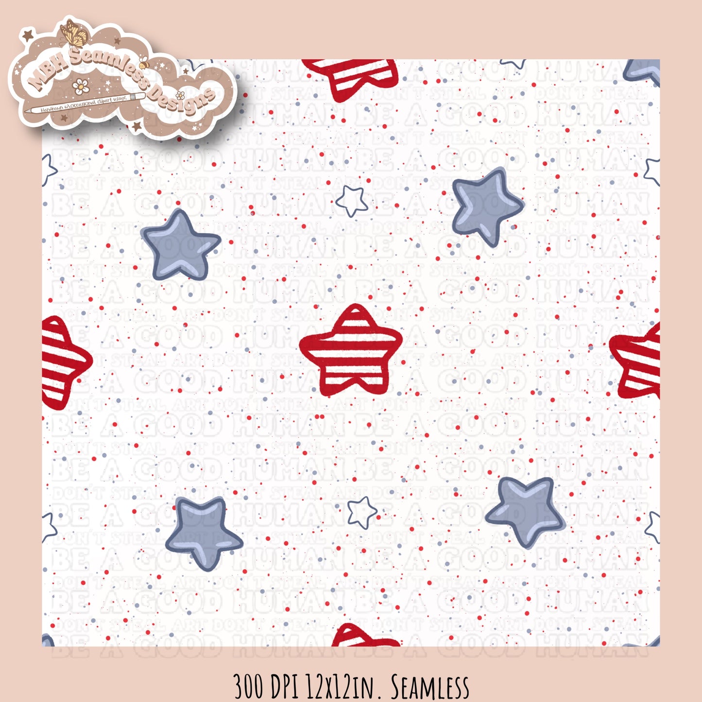 Strawberry Shortcake USA Seamless Pattern // PNG •Multiple Colorways