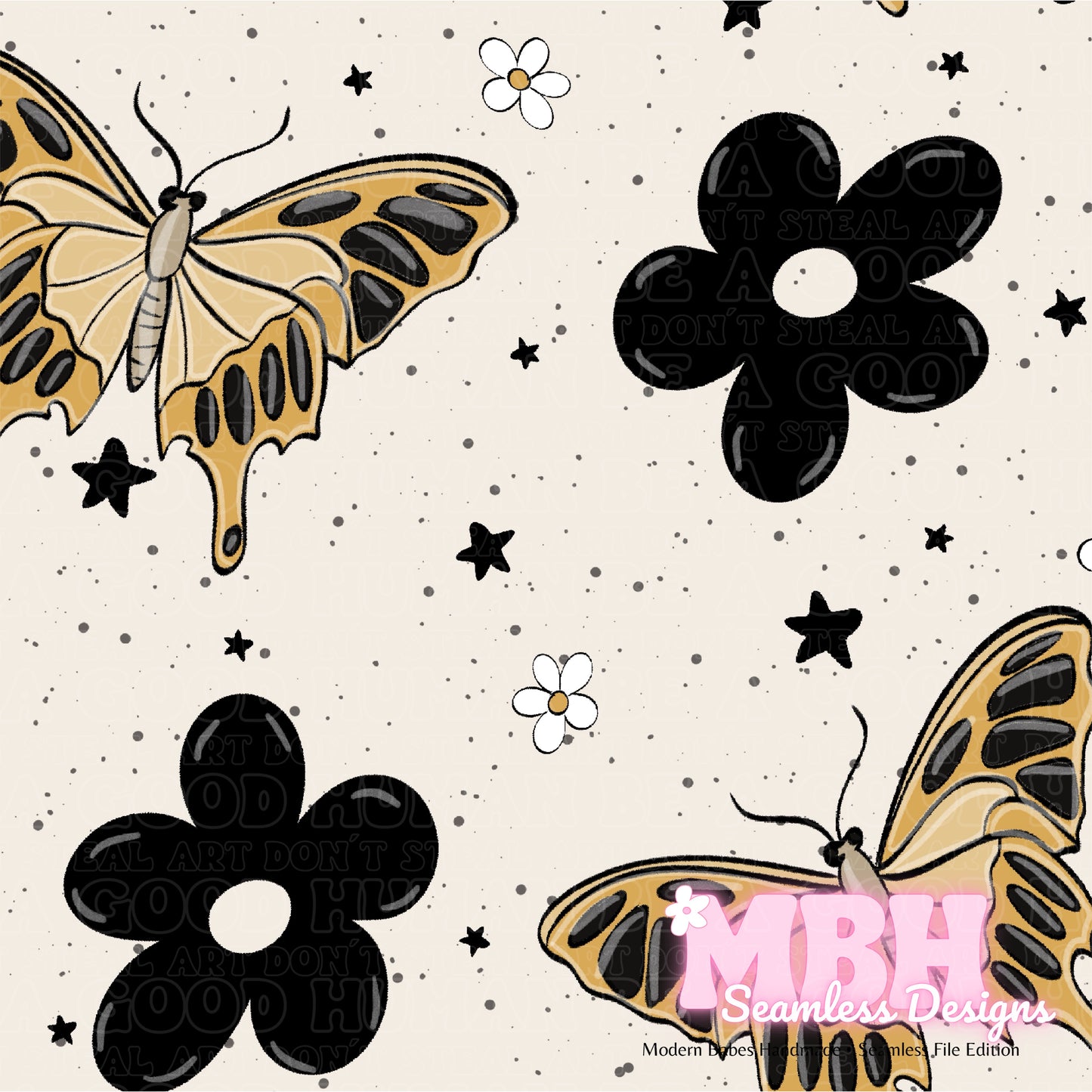 Midnight Floral Moths Seamless Pattern MULTIPLE COLORWAYS
