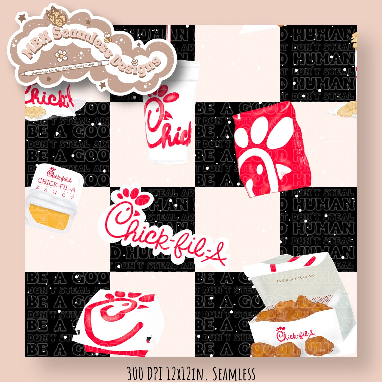 Chic Fil A Spex Seamless Pattern & PNG
