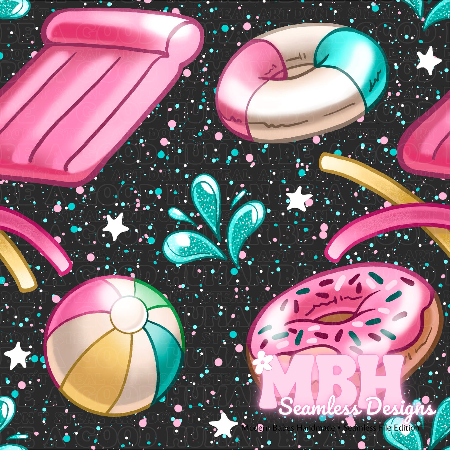 Pool Splash Seamless Pattern MULTIPLE COLORWAYS